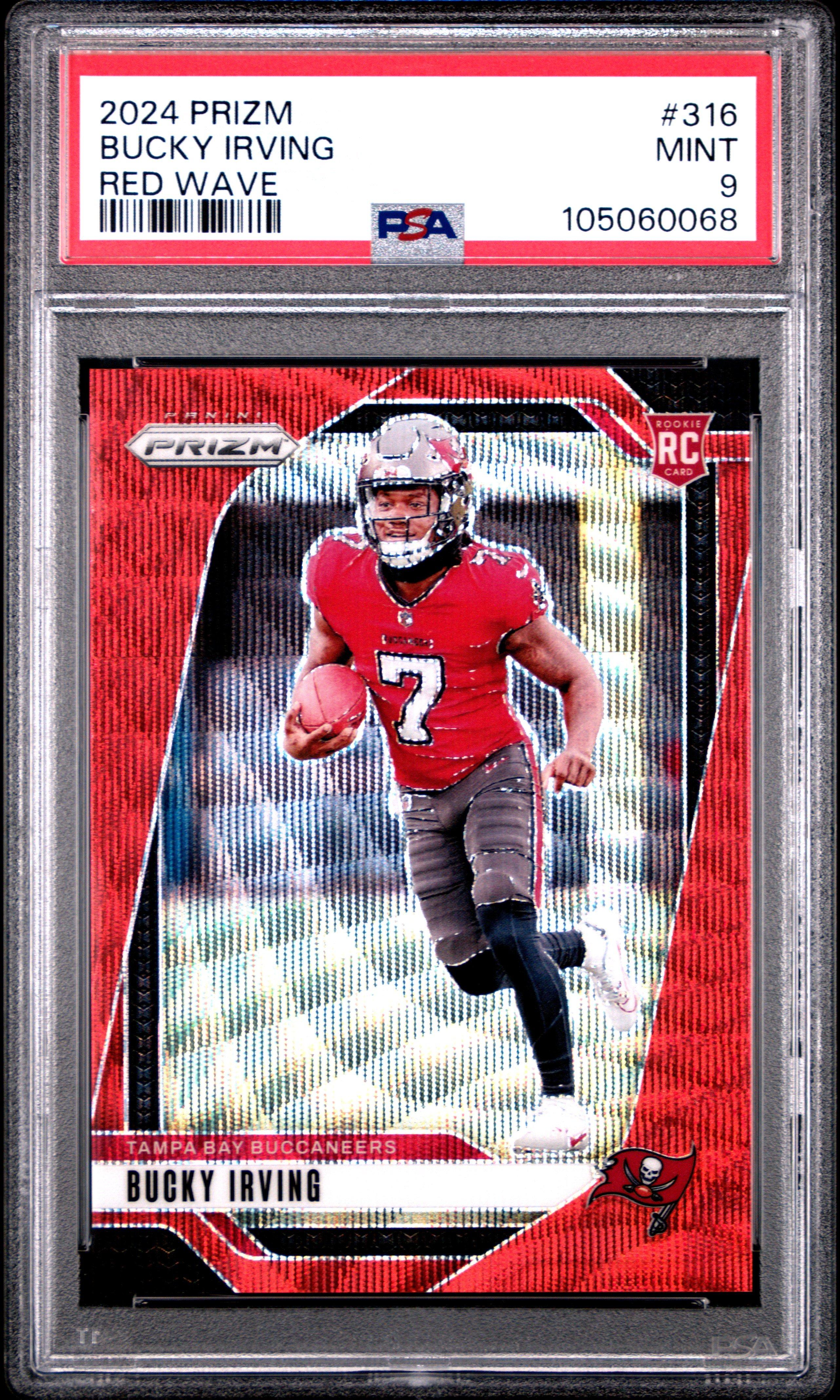 2024 Panini Prizm 316 Bucky Irving Red Wave PSA 9 Graded Card