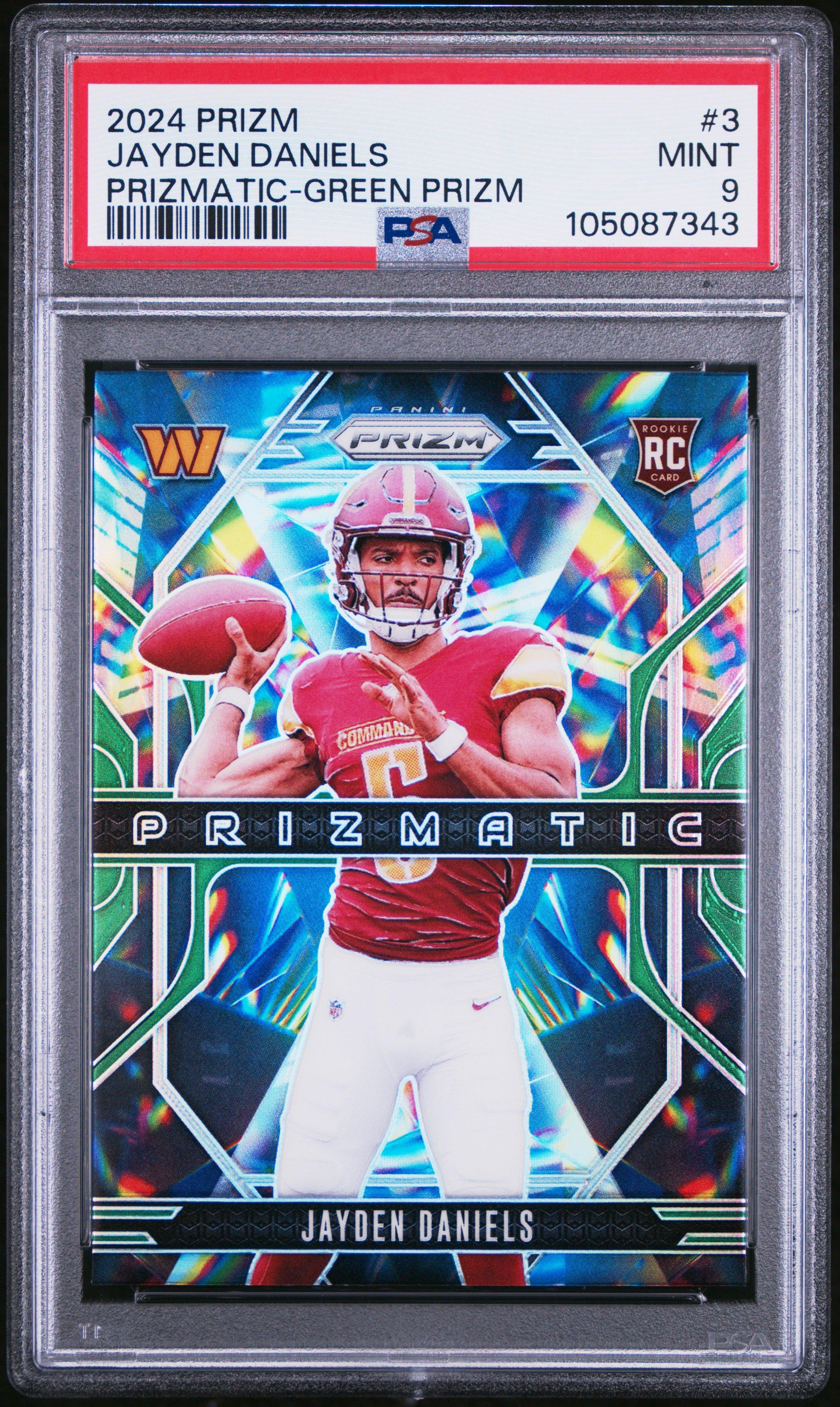2024 Panini Prizm Prizmatic 3 Jayden Daniels Green Prizm PSA 9