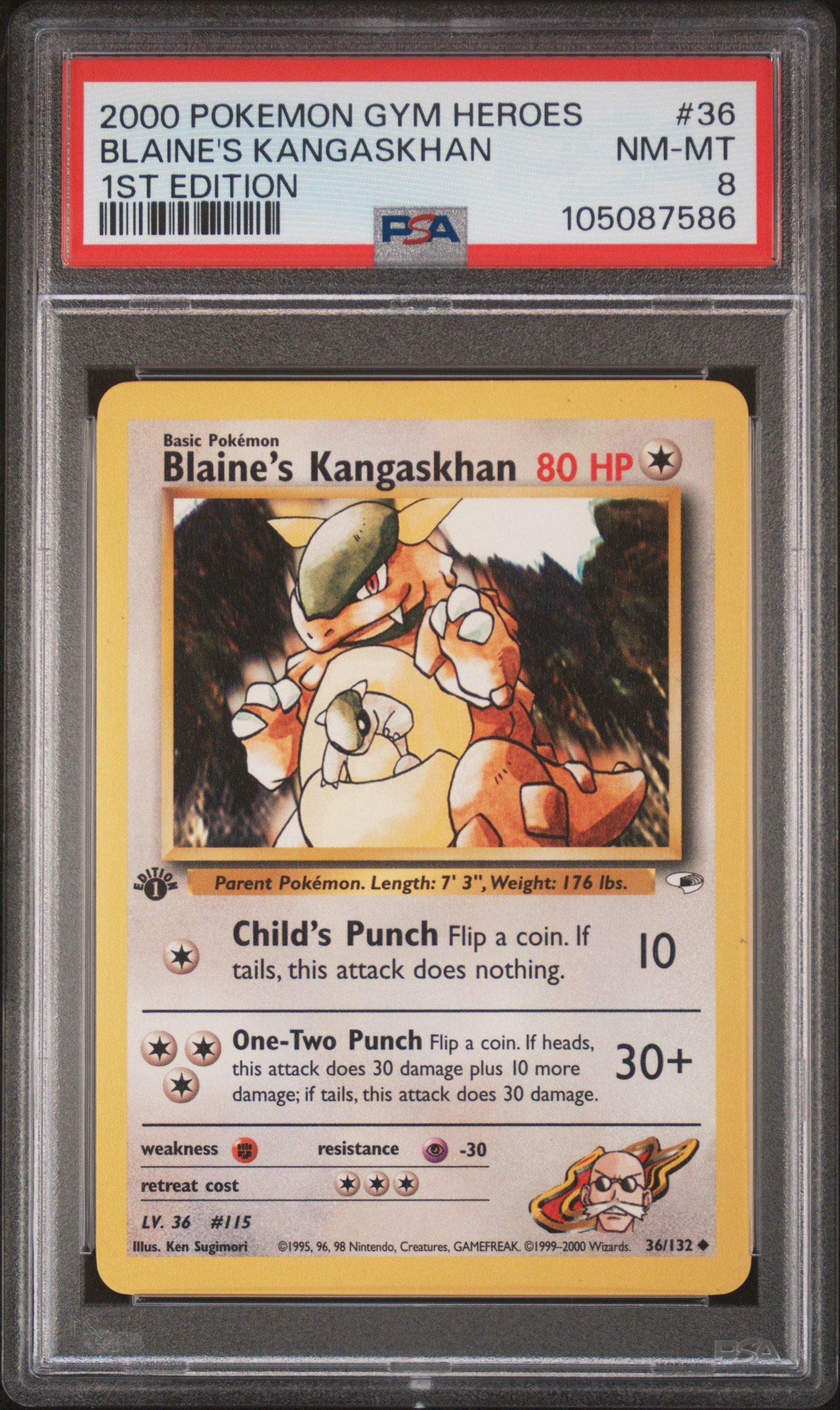 2000 Pokemon Gym Heroes 36 Blaine's Kangaskhan 1st Edition PSA