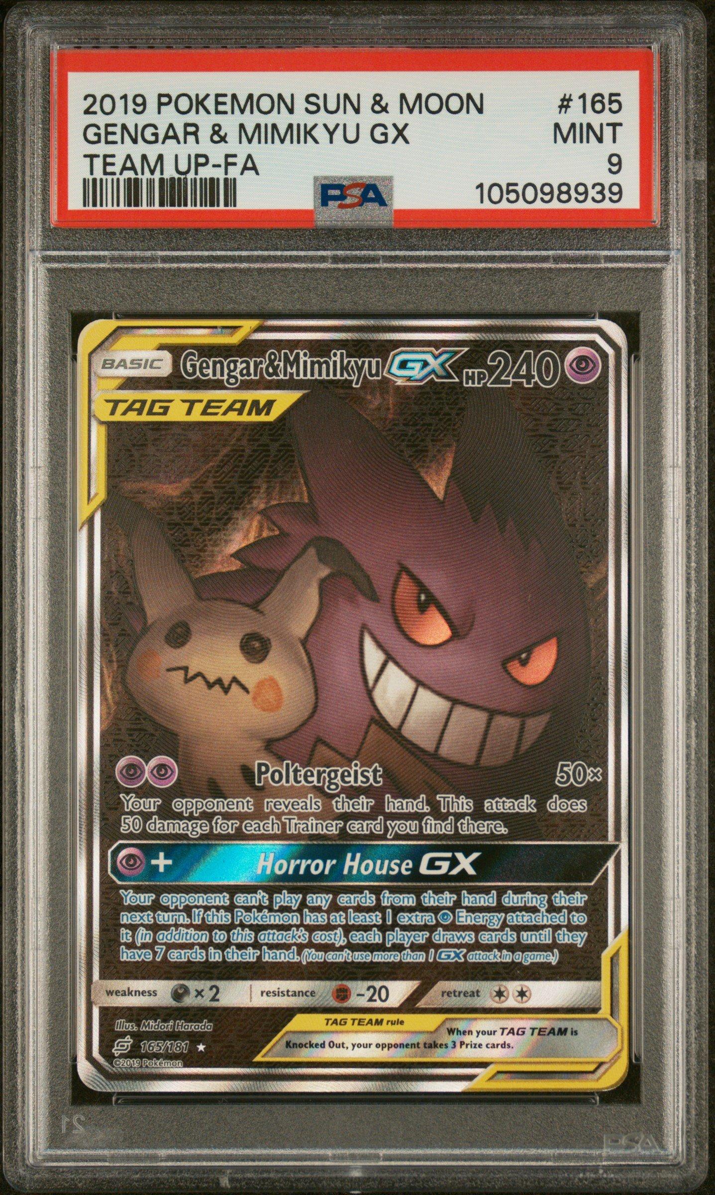 2019 Pokemon Sun & Moon Team Up Full Art/gengar & Mimikyu Gx PSA