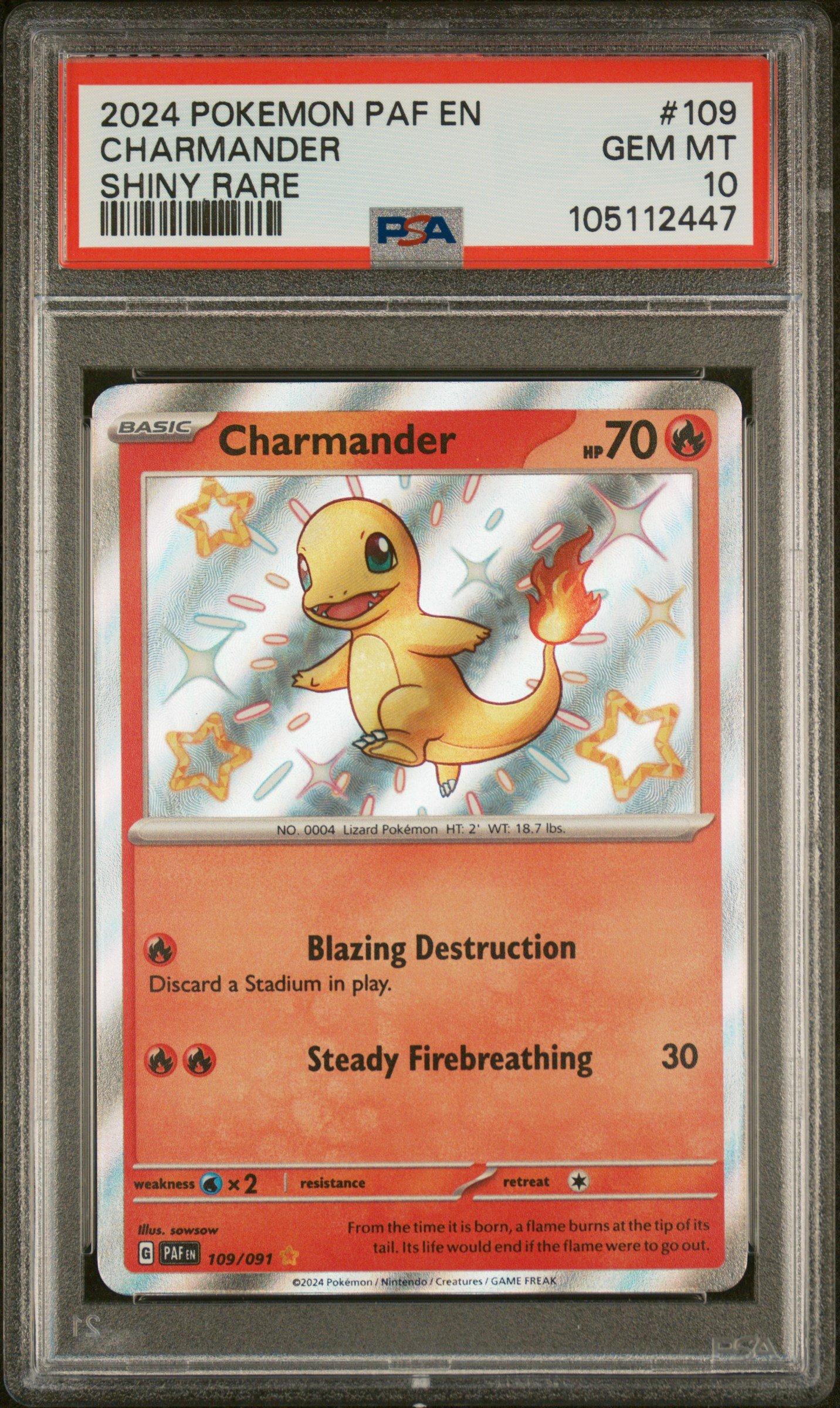 2024 ポケモンカード ティンバーブ #109 PSA 10 2024 Pokemon Paf En-paldean Fates 109 Charmander Shiny Rare PSA 10