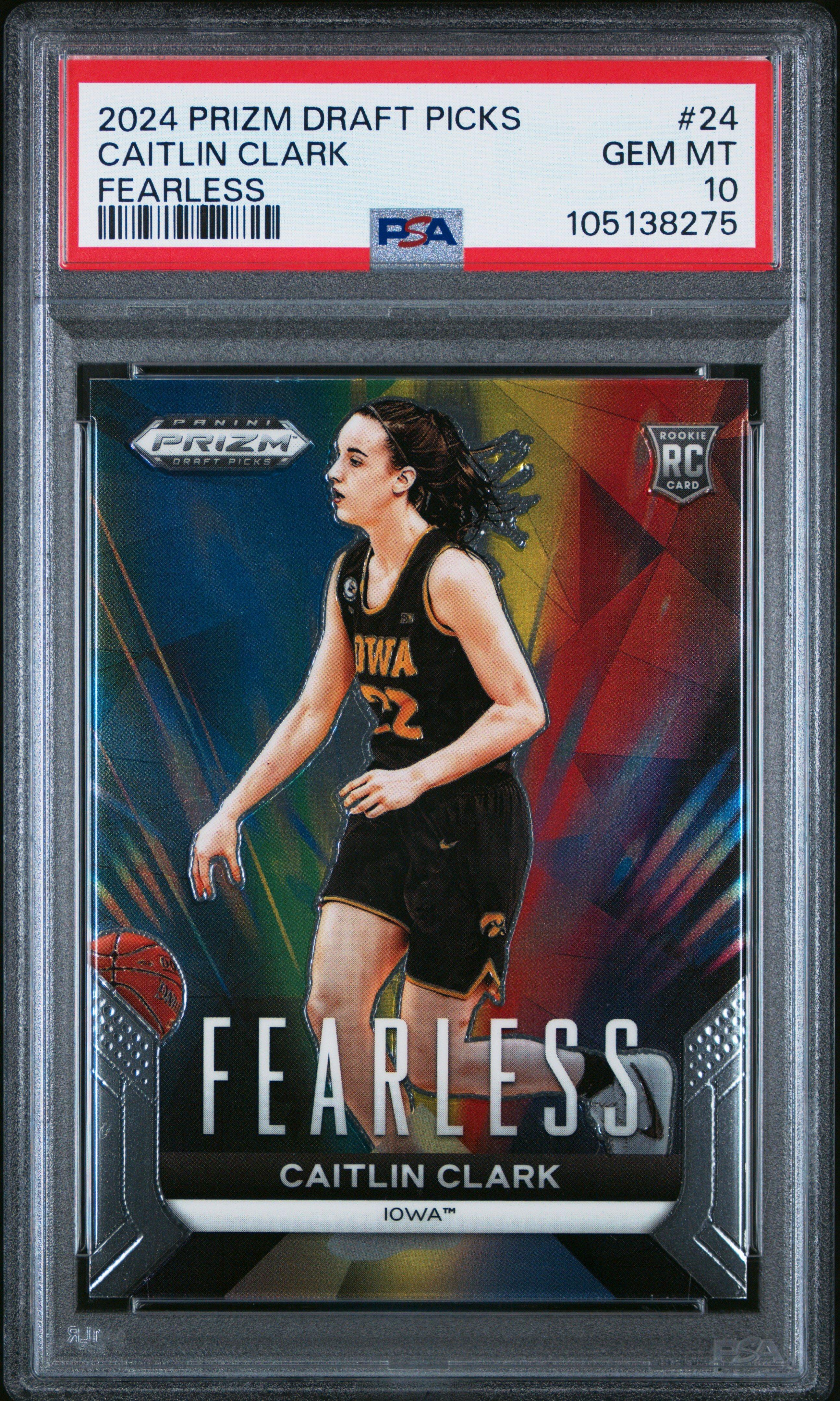 2024 Panini Prizm Draft Picks Fearless 24 Caitlin Clark PSA 10