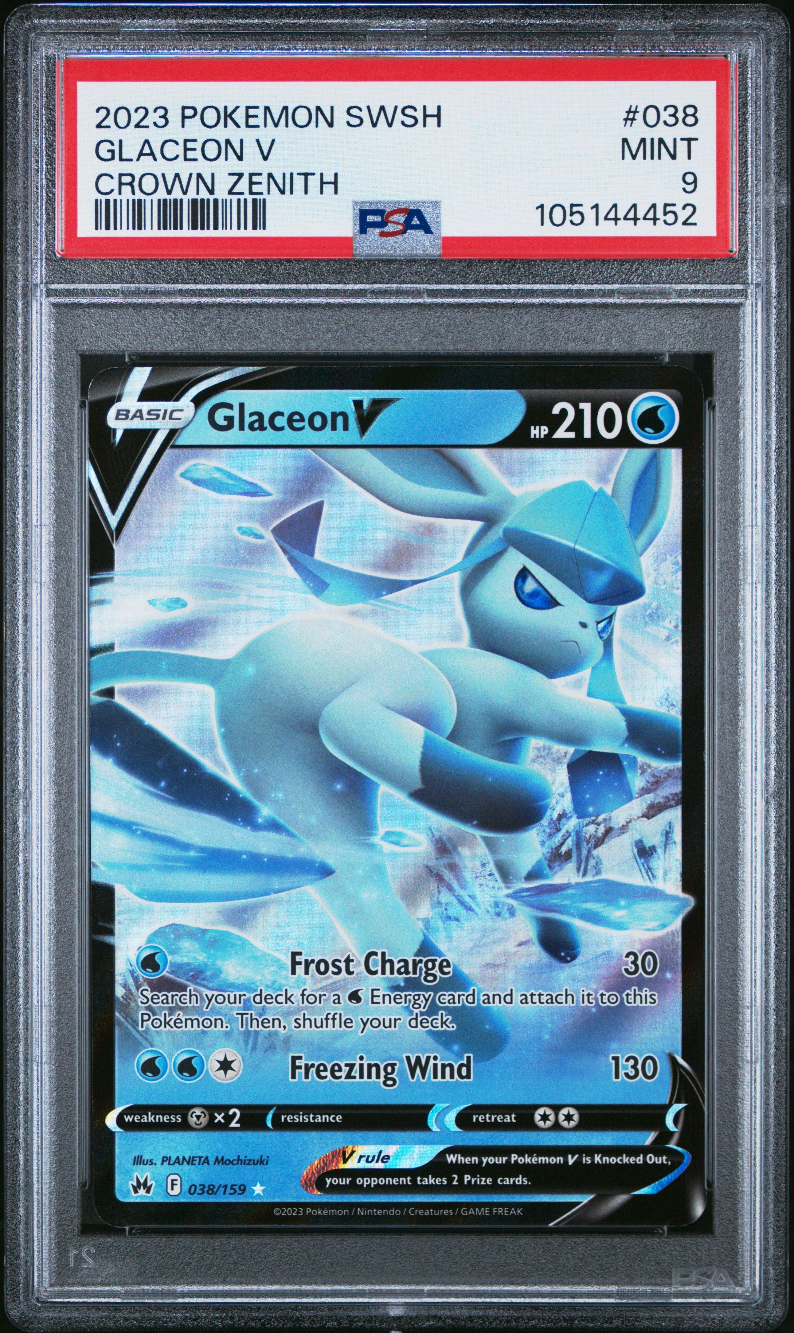 2023 Pokemon Sword And Shield Crown Zenith 038 Glaceon V PSA 9