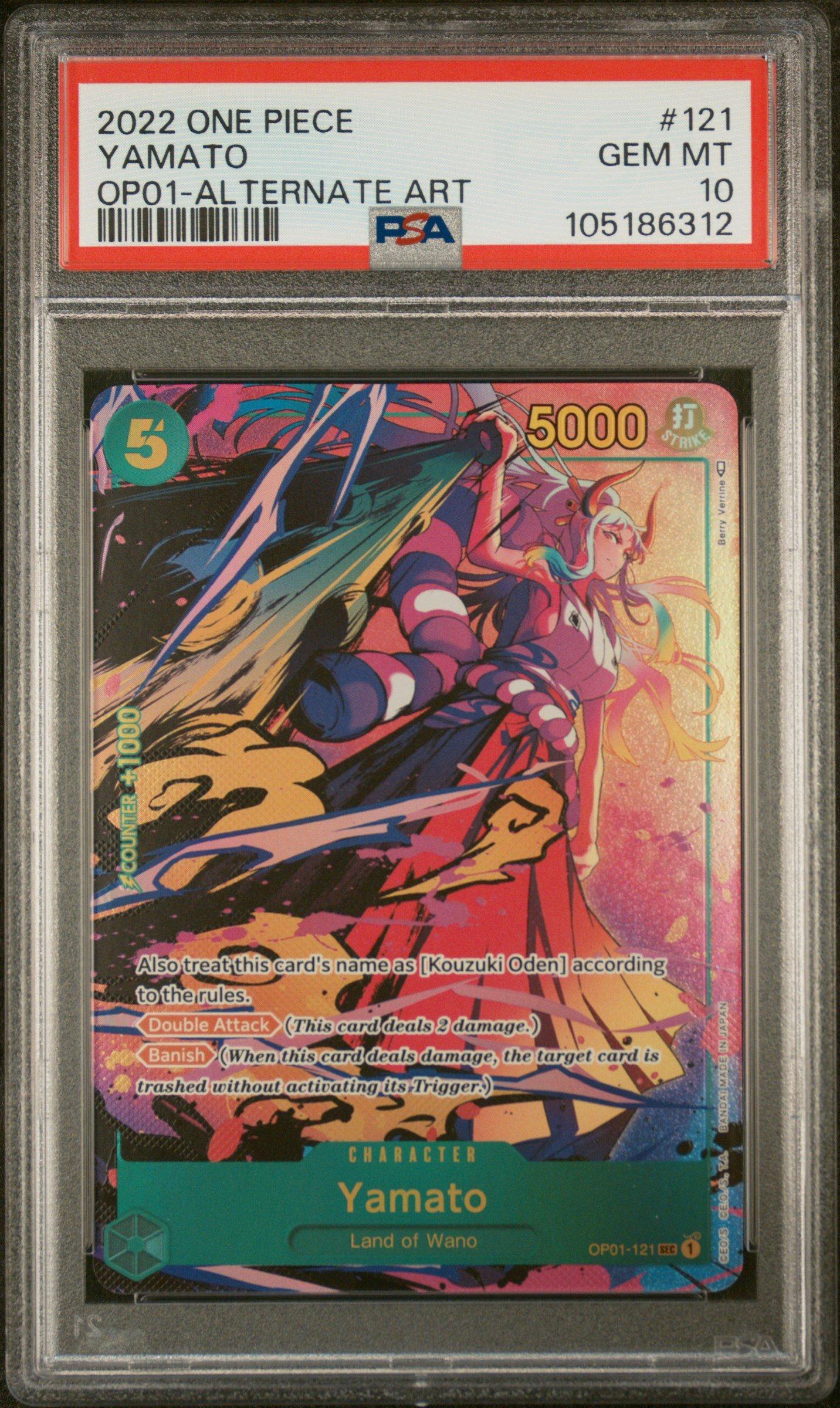2022 One Piece Op01-romance Dawn 121 Yamato Alternate Art PSA 10