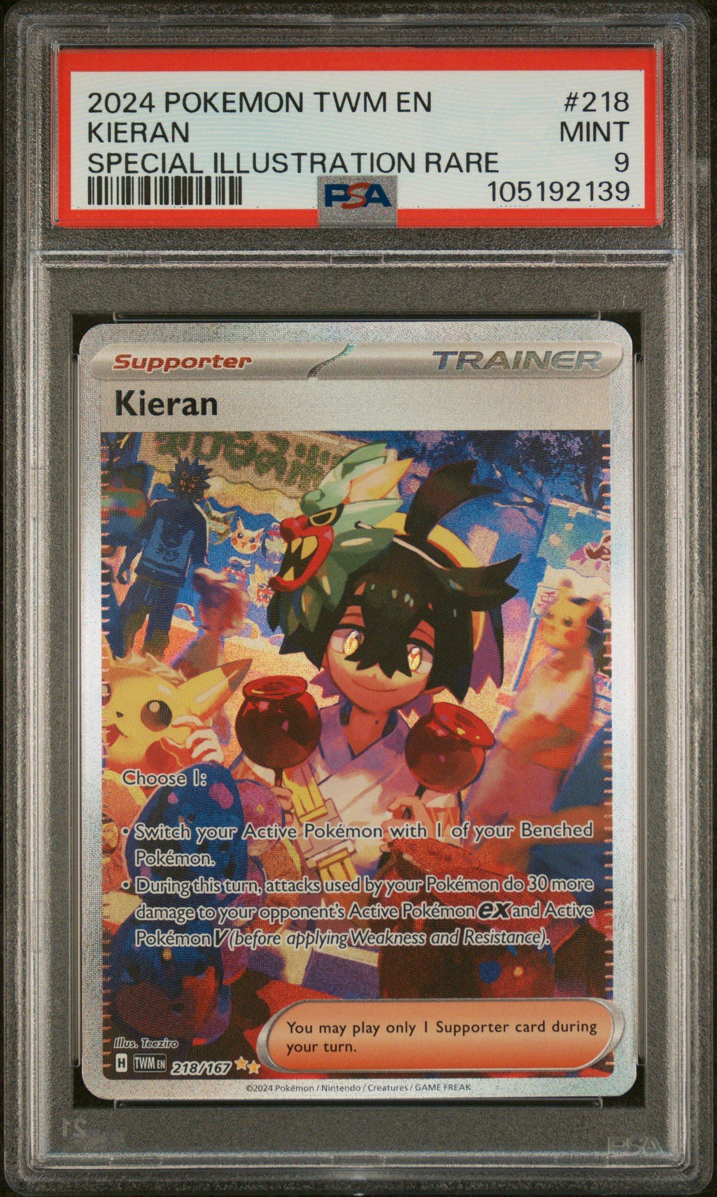 2024 Pokemon Twm En-twilight Masquerade 218 Kieran Special Illustration Rare PSA