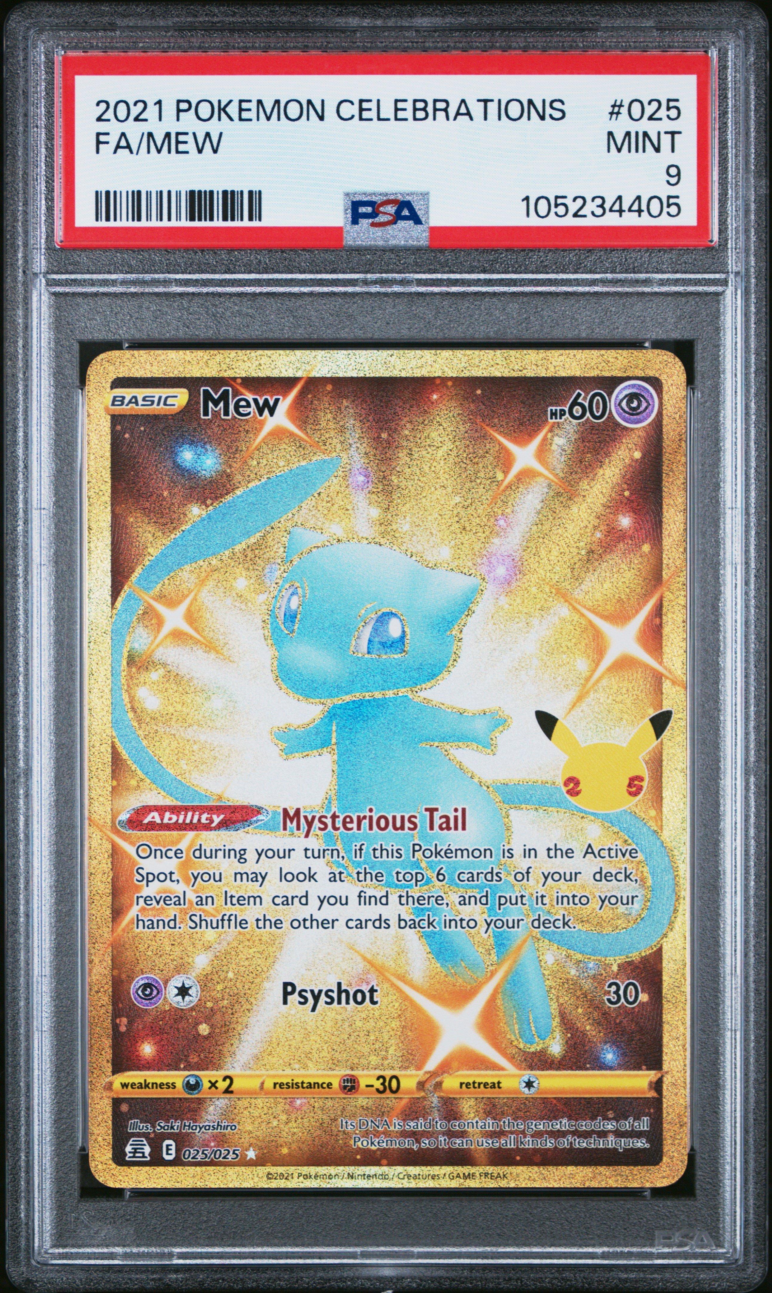 2021 Pokemon Celebrations 025 Full Art/mew PSA 9 Graded Card