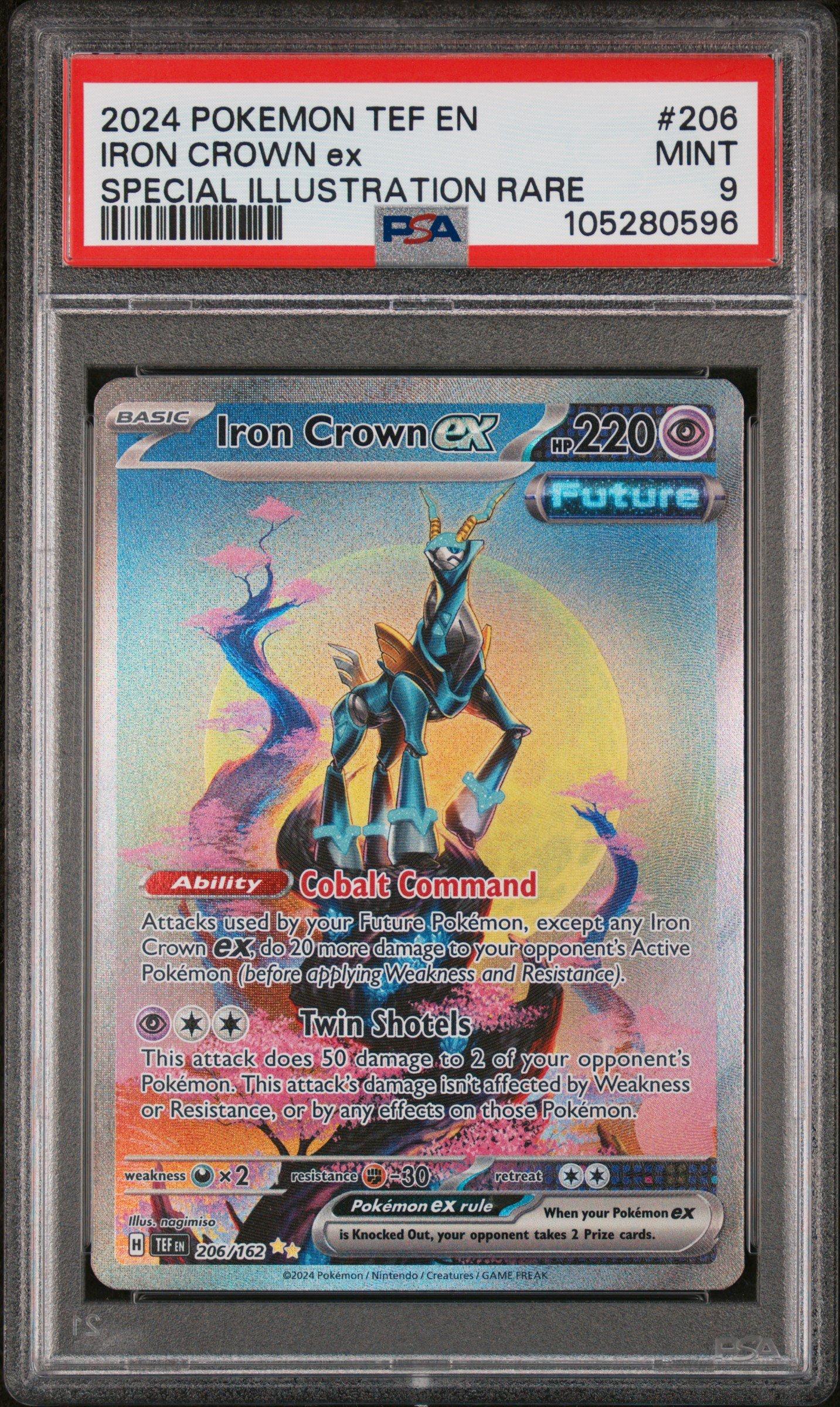 2024 Pokemon Tef En-temporal Forces 206 Iron Crown Ex Special Illustration Rare PSA