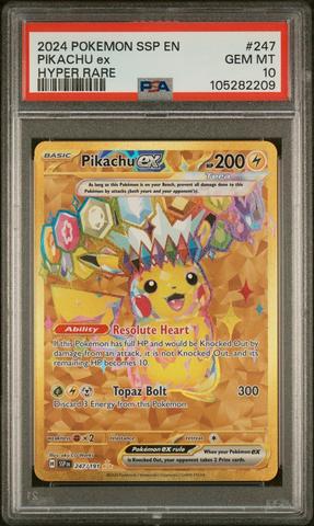 2024 Pokemon Ssp En-surging Sparks 247 Pikachu Ex Hyper Rare PSA