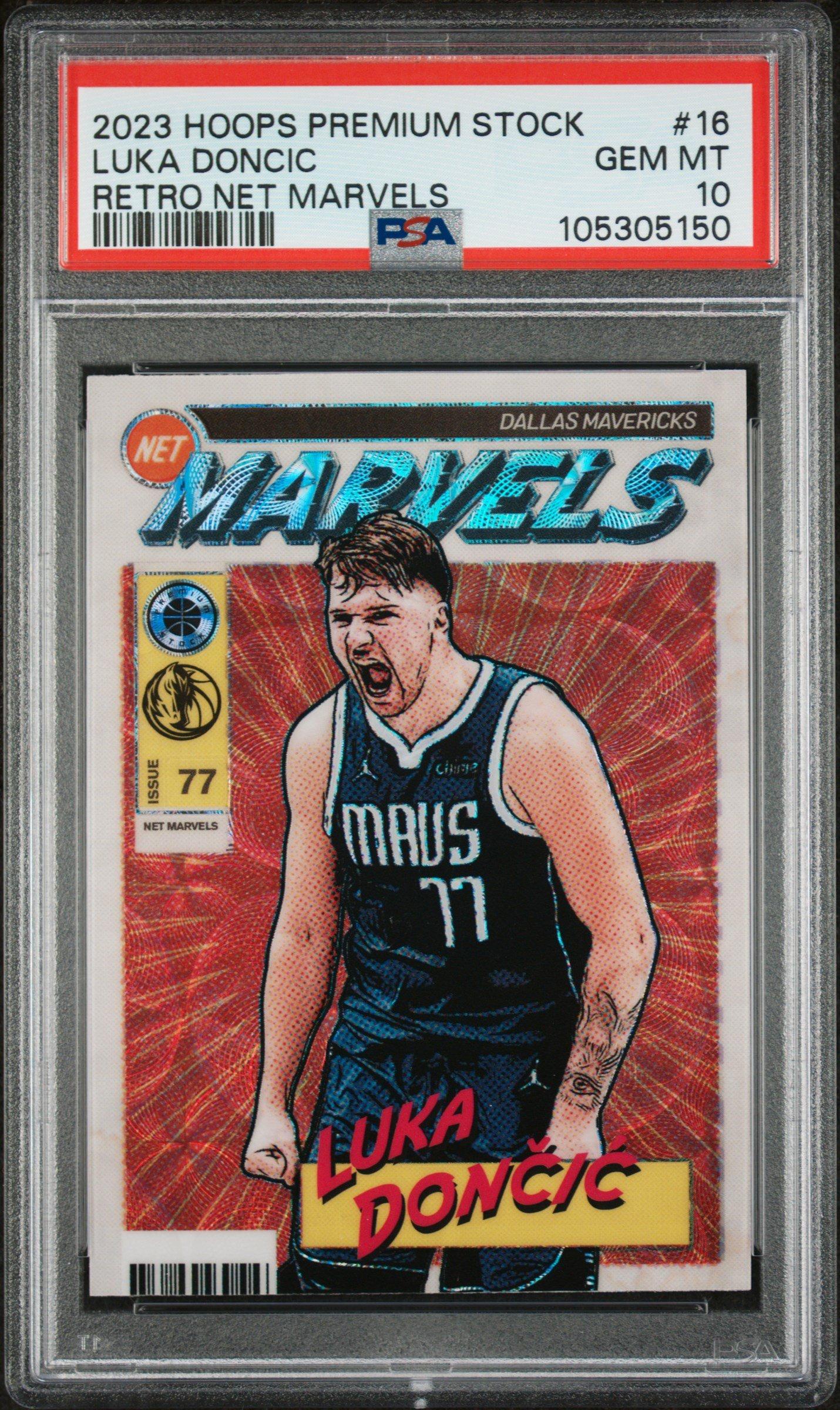 2023 Panini Hoops Premium Stock Retro Net Marvels 16 Luka Doncic PSA 10