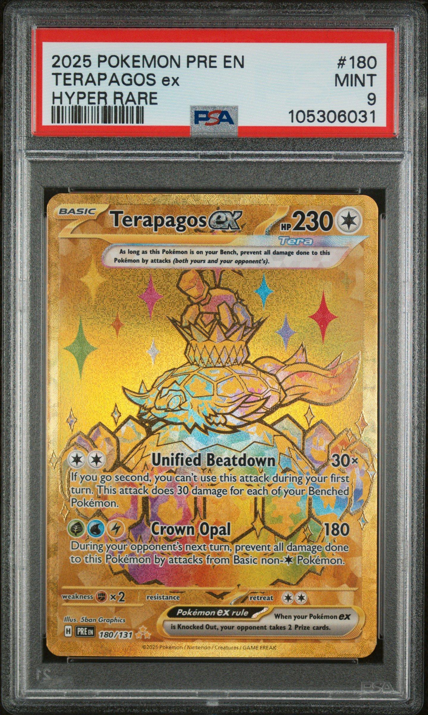 2025 Pokemon Pre En-prismatic Evolutions 180 Terapagos Ex Hyper Rare PSA