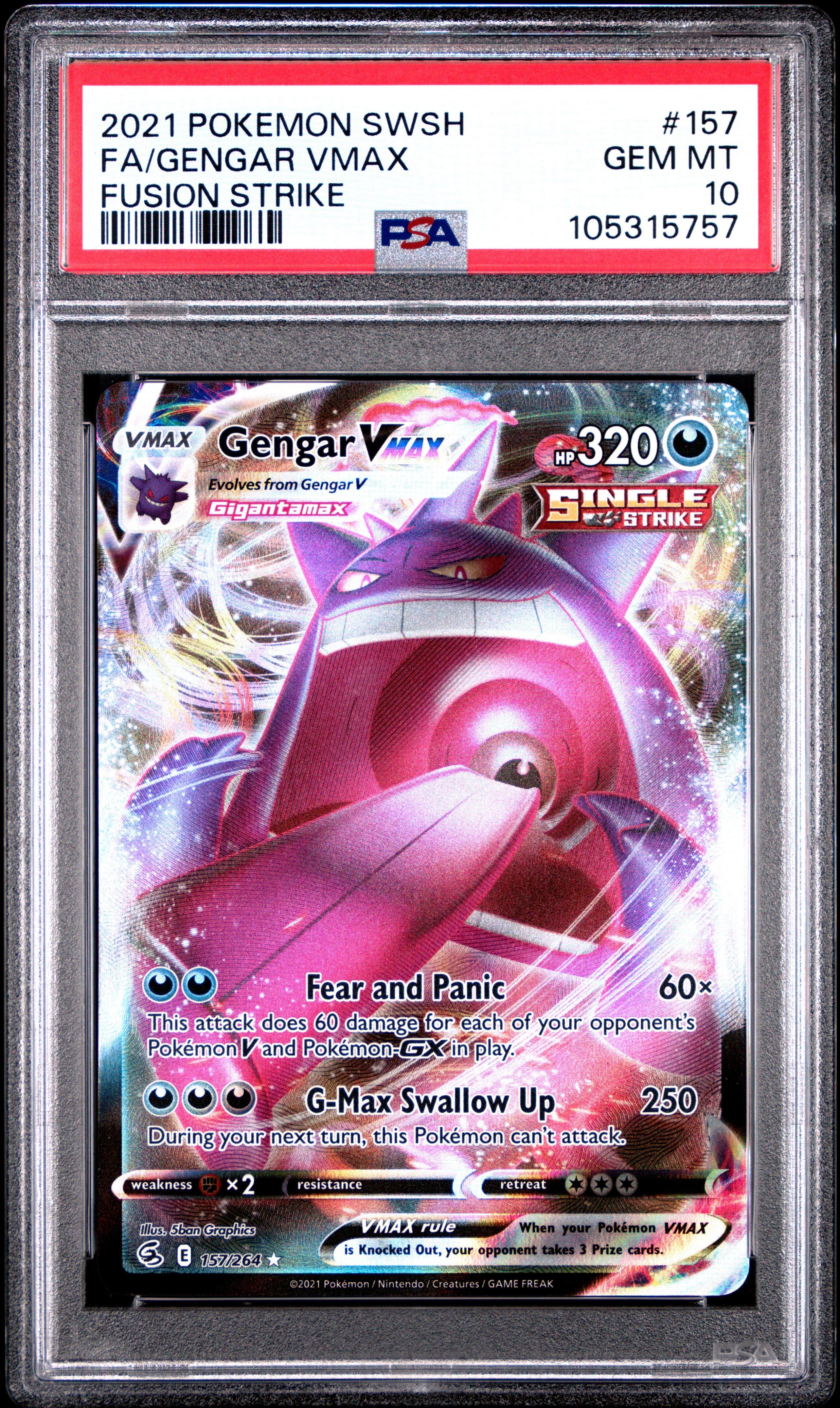 2021 Pokemon Sword & Shield Fusion Strike 157 Full Art/gengar Vmax