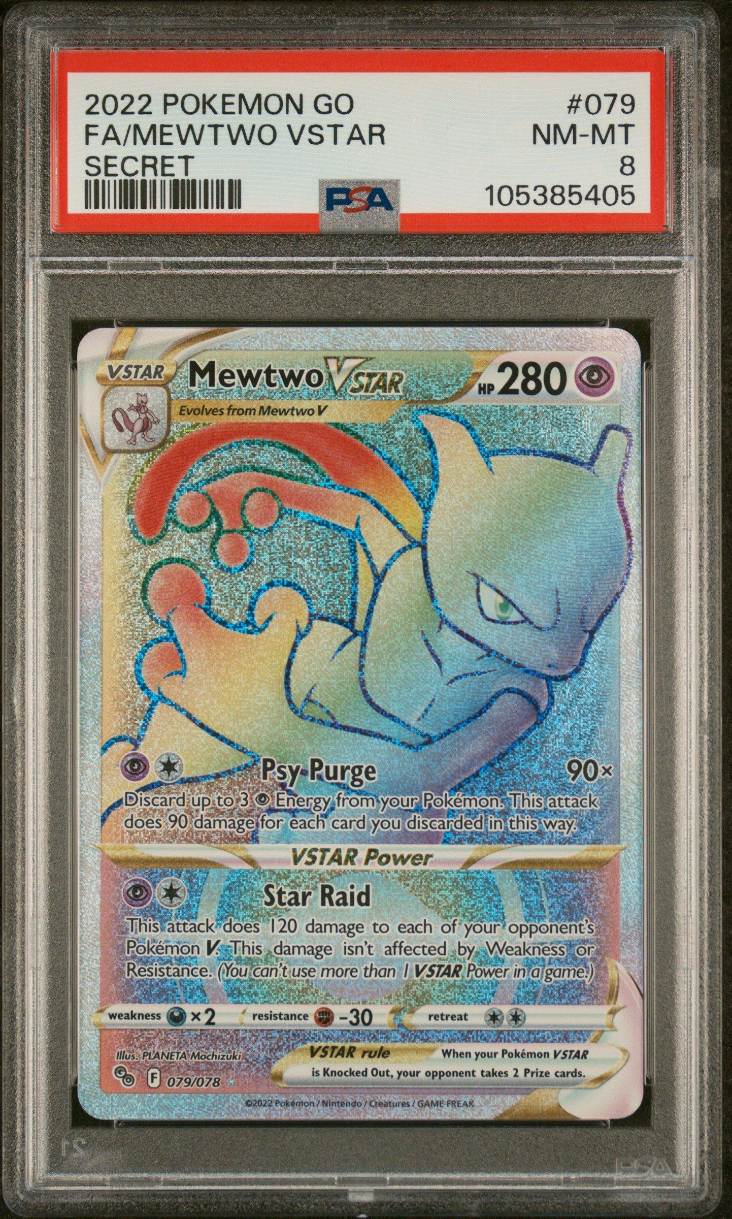 2022 Pokemon Go 079 Full Art/mewtwo Vstar Secret PSA 8 Graded Card