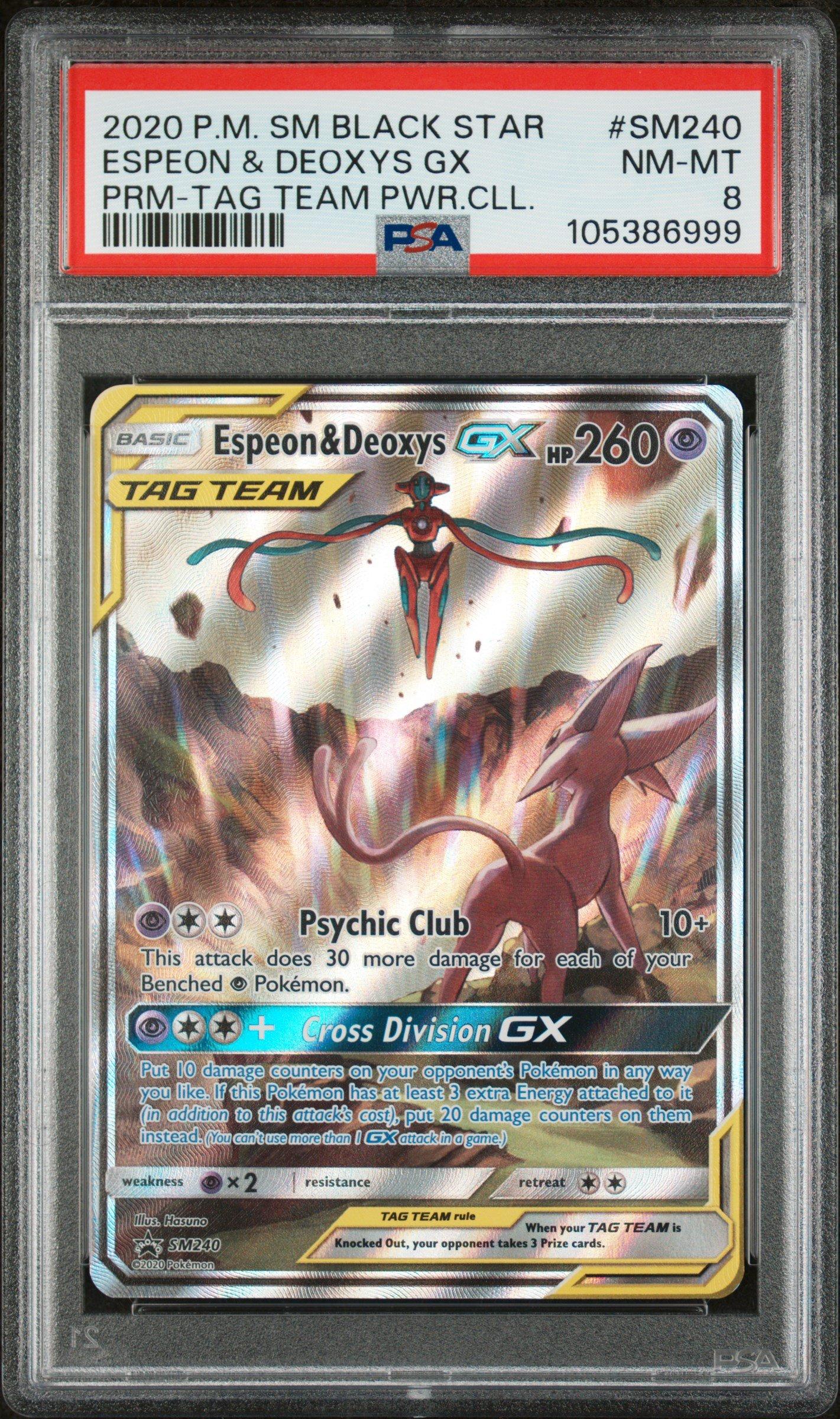 2020 Pokemon Sm Black Star Promo Sm240 Espeon & Deoxys Gx Tag Team Powers Collection PSA