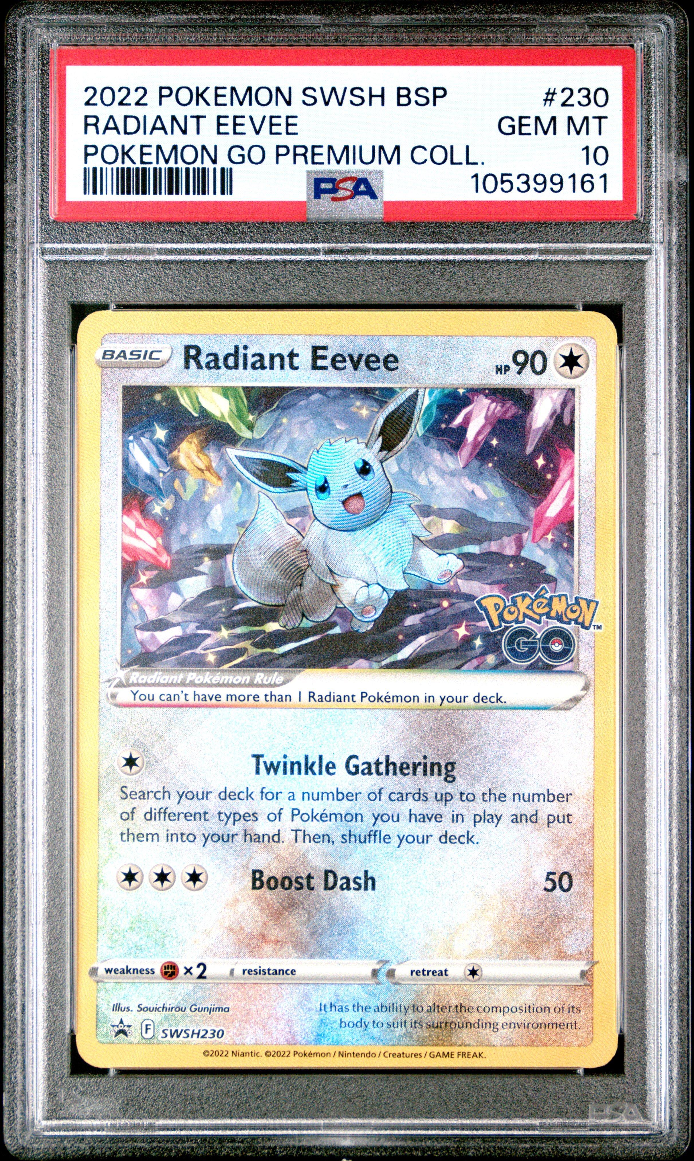 2022 Pokemon Swsh Black Star Promo 230 Radiant Eevee Pokemon Go Premium Collection Radiant Eevee PSA