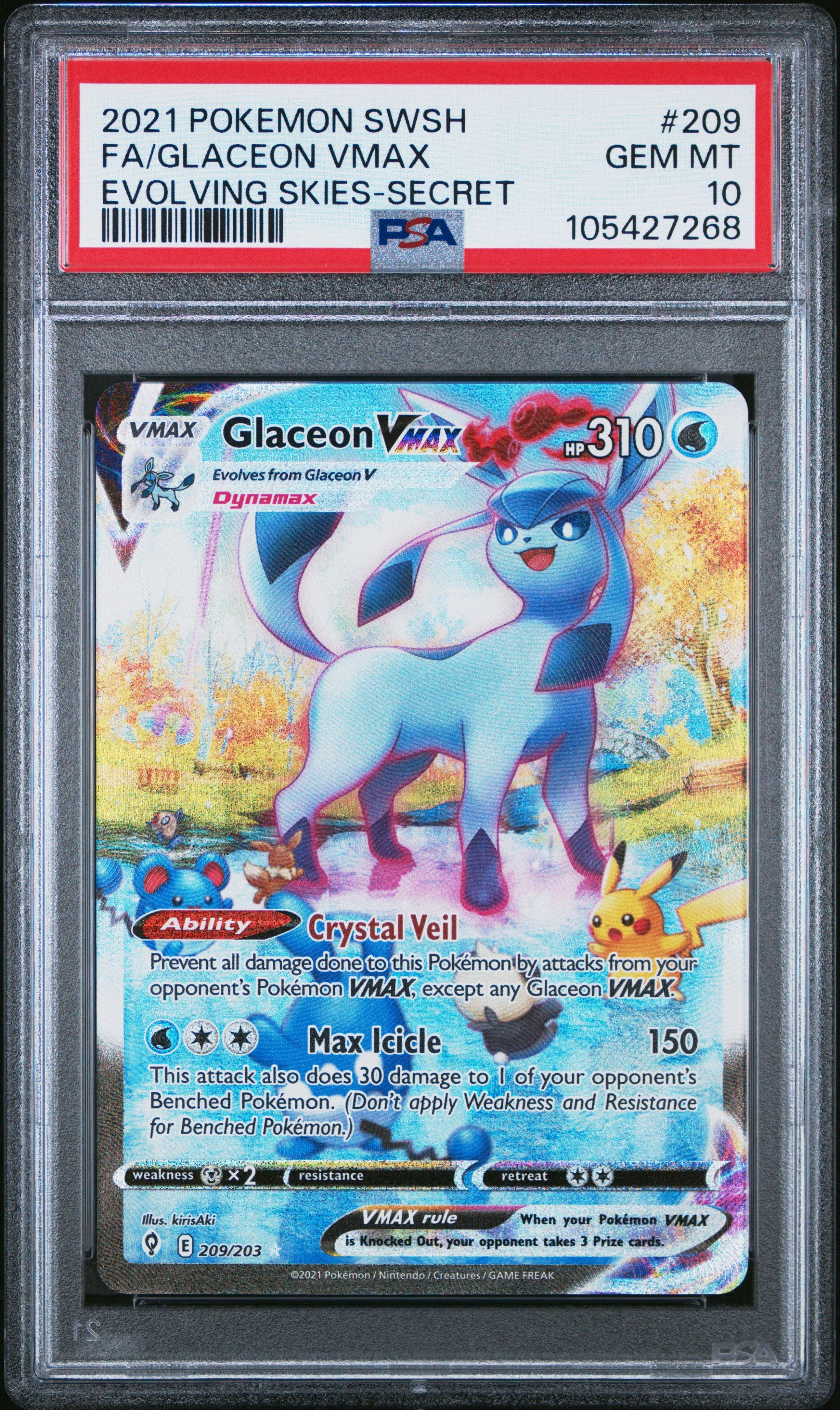 2021 Pokemon Sword & Shield Evolving Skies 209 Full Art/glaceon