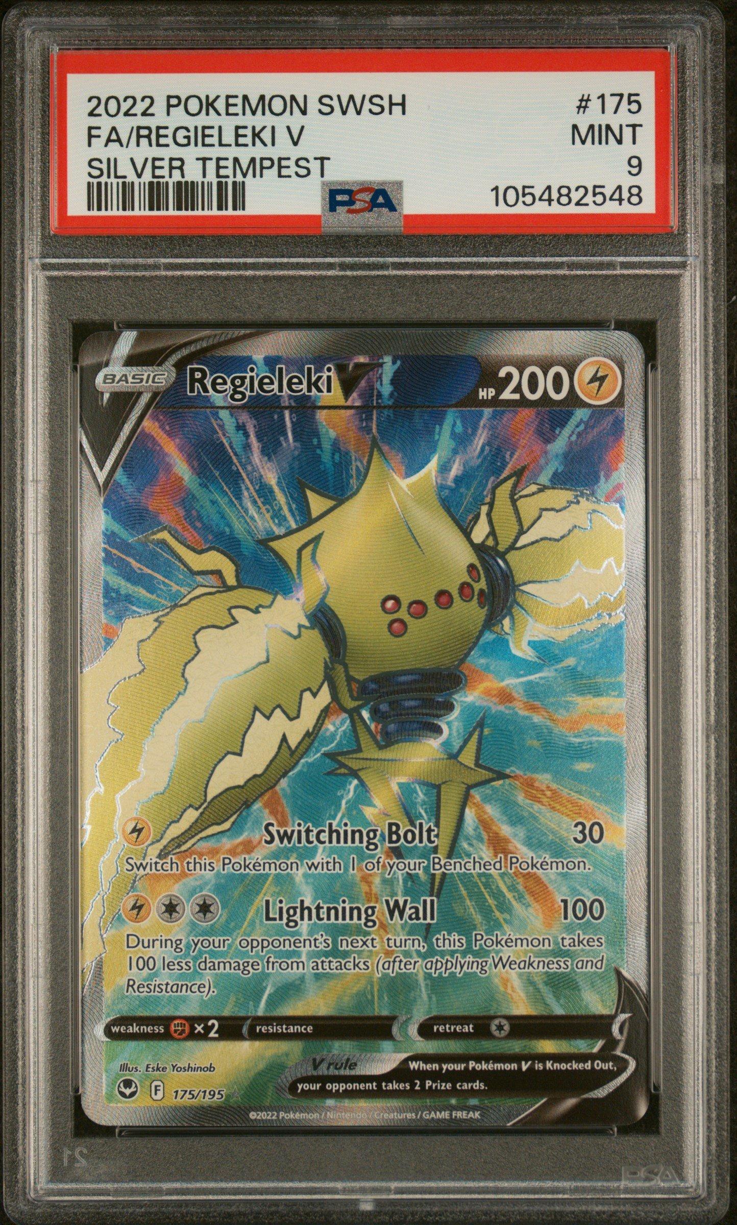 2022 Pokemon Sword & Shield Silver Tempest 175 Full Art/regieleki V PSA 9