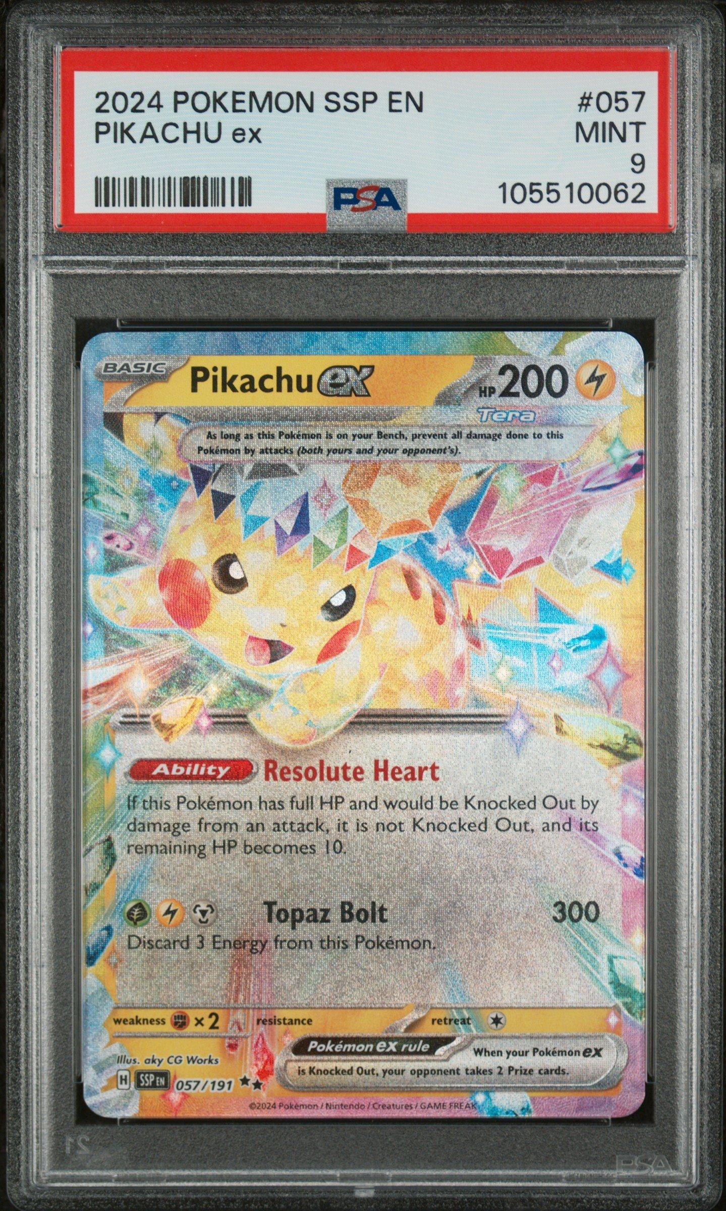 2024 Pokemon Ssp En-surging Sparks 057 Pikachu Ex PSA 9 Graded