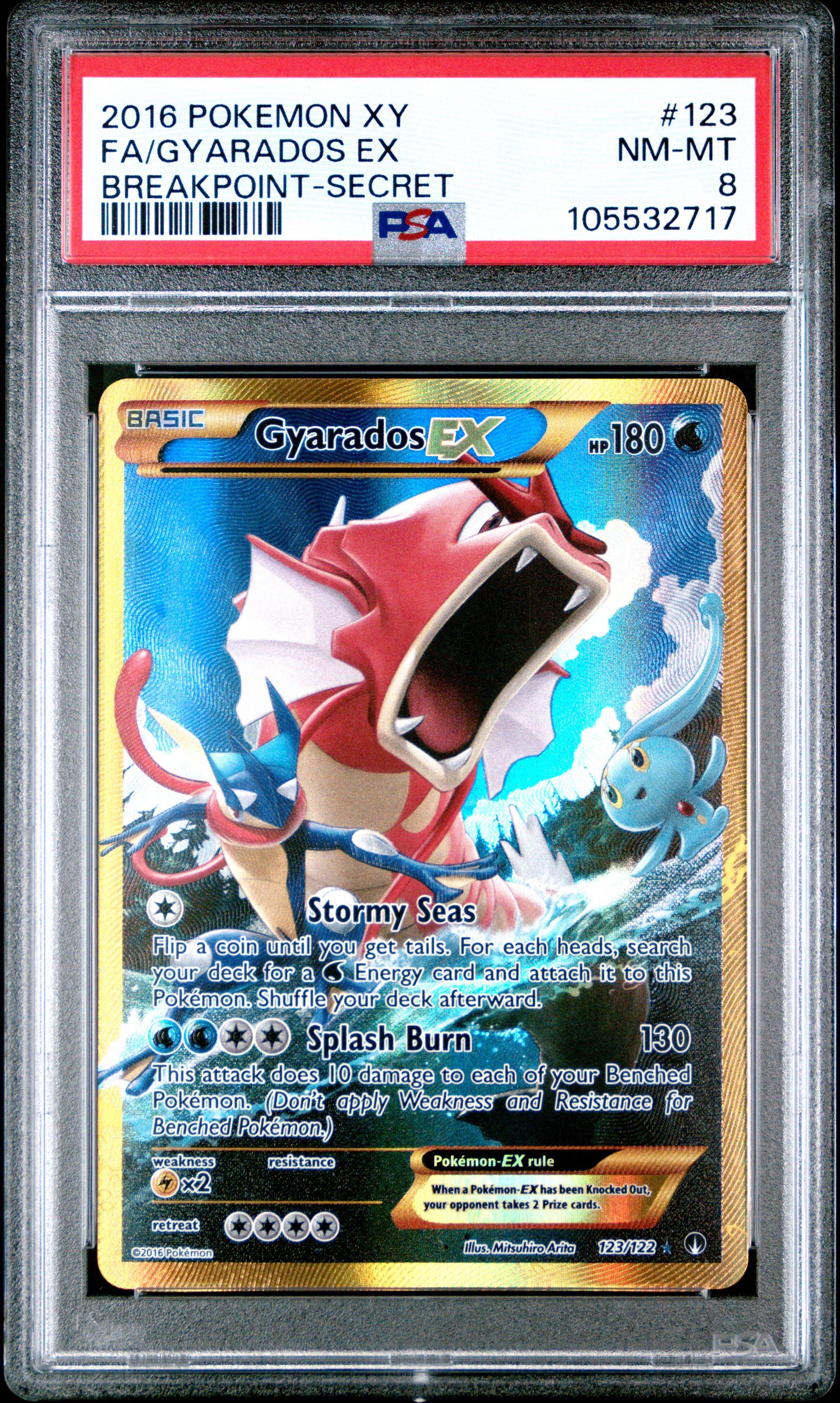2016 Pokemon Xy Breakpoint 123 Full Art/gyarados Ex Secret PSA 8