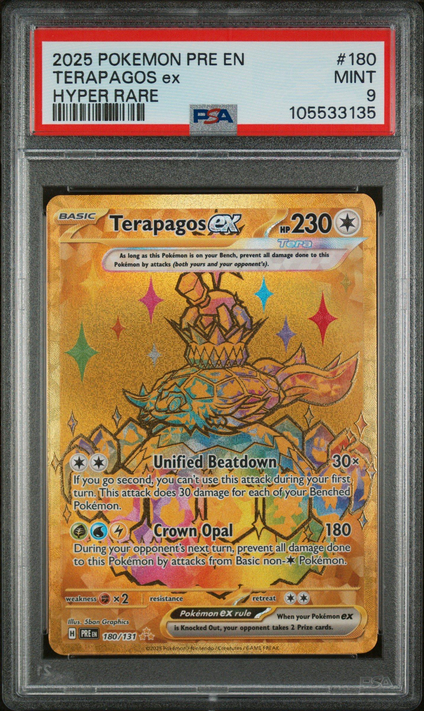 2025 Pokemon Pre En-prismatic Evolutions 180 Terapagos Ex Hyper Rare PSA