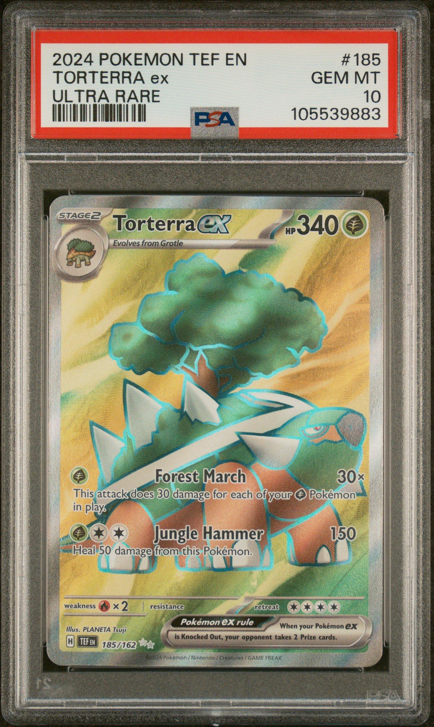 2024 Pokemon Tef En-temporal Forces 185 Torterra Ex Ultra Rare PSA 10