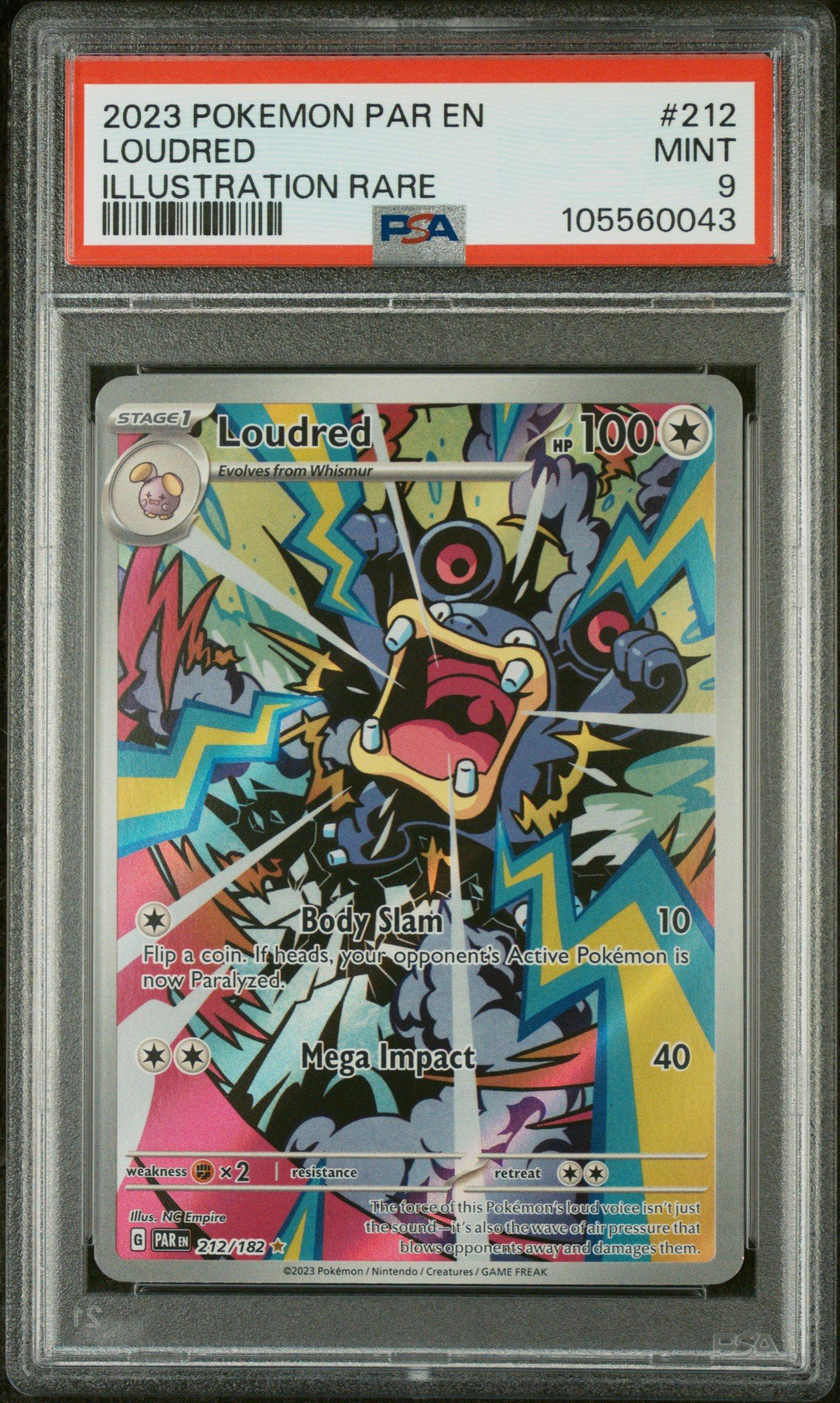 2023 Pokemon Par En-paradox Rift 212 Loudred Illustration Rare PSA
