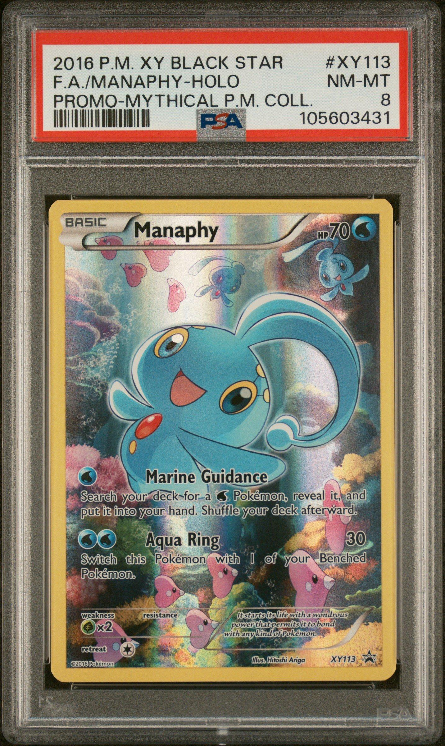 2016 Pokemon Xy Black Star Promo Xy113 Full Art/manaphy Mythical Pokemon Collection PSA 8
