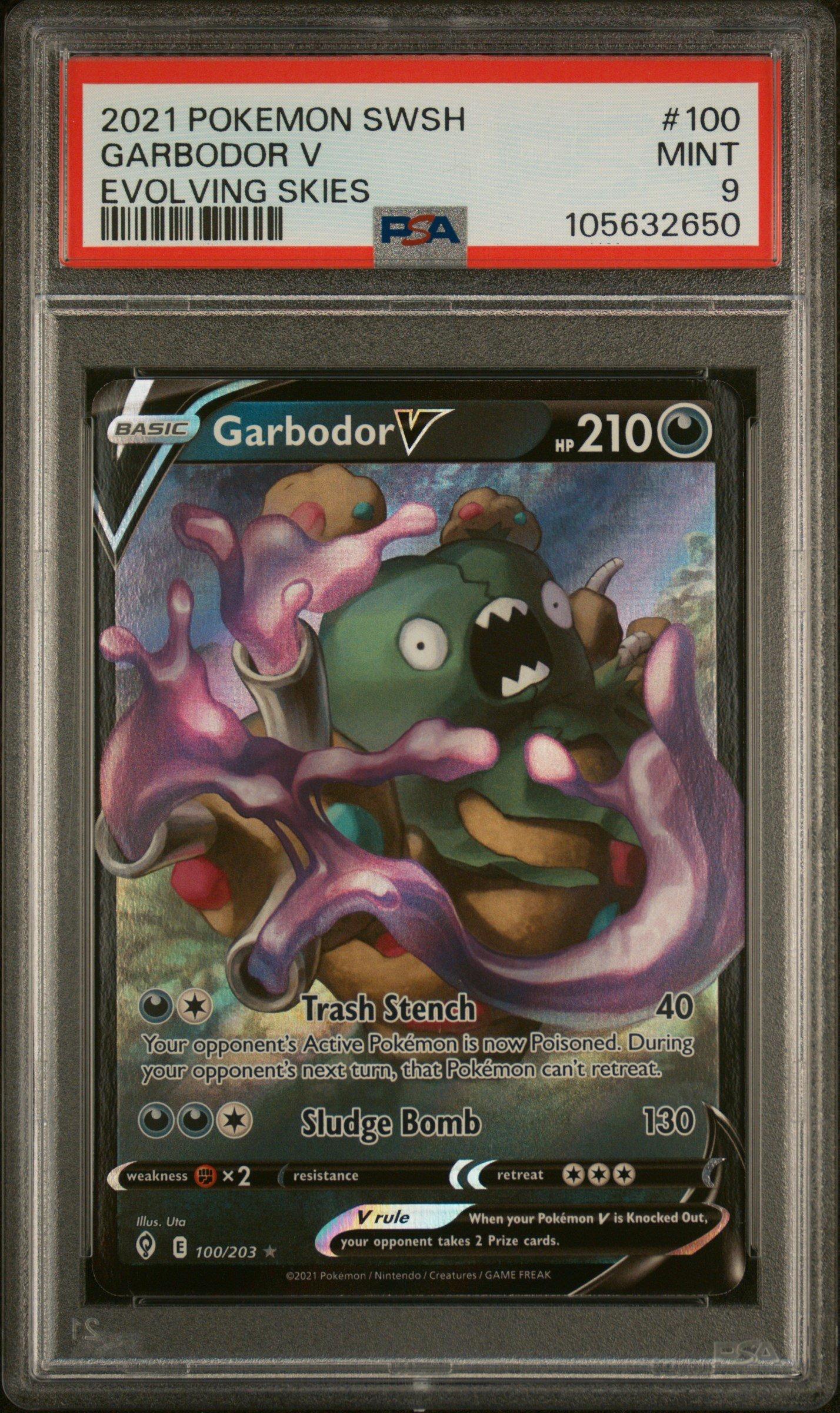 2021 Pokemon Sword & Shield Evolving Skies 100 Garbodor V PSA 9 Graded Card  | GameStop