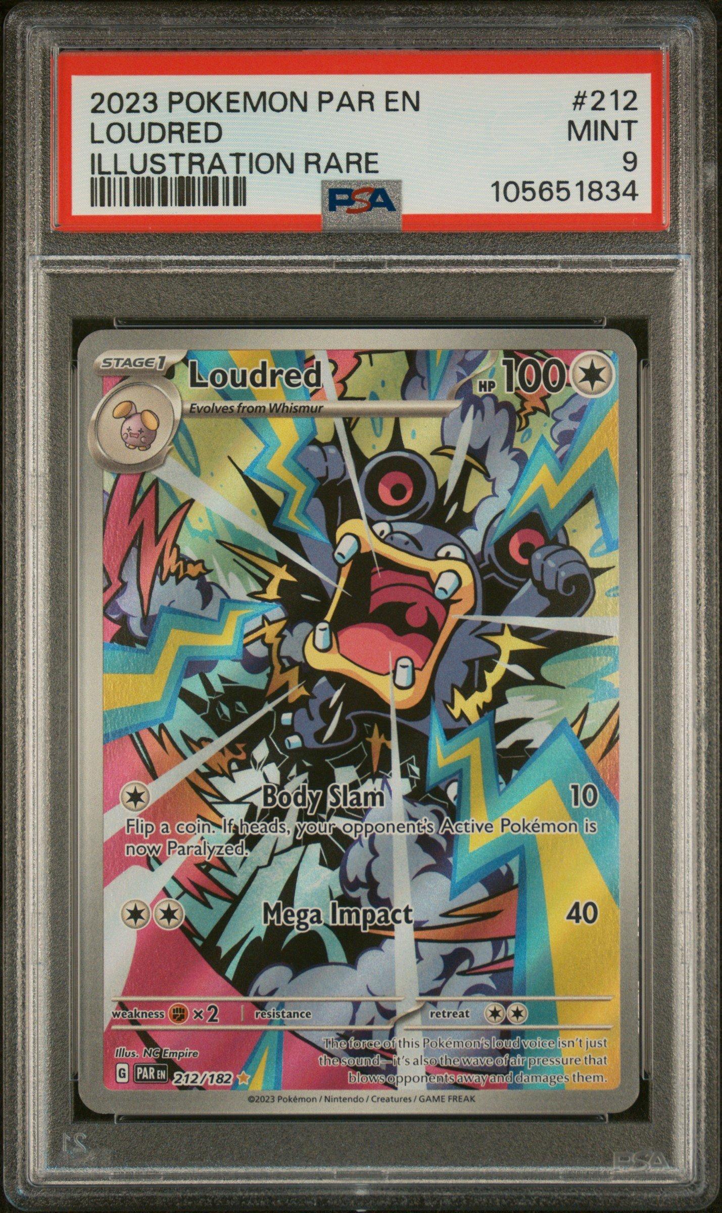 2023 Pokemon Par En-paradox Rift 212 Loudred Illustration Rare PSA
