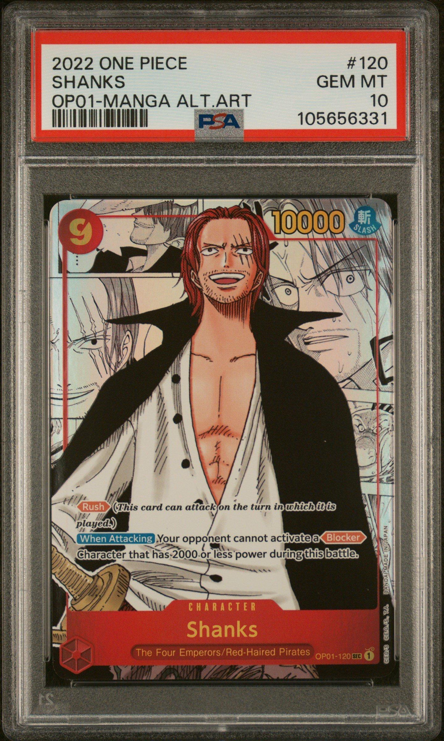 2022 One Piece Op01-romance Dawn 120 Shanks Manga Alternate Art