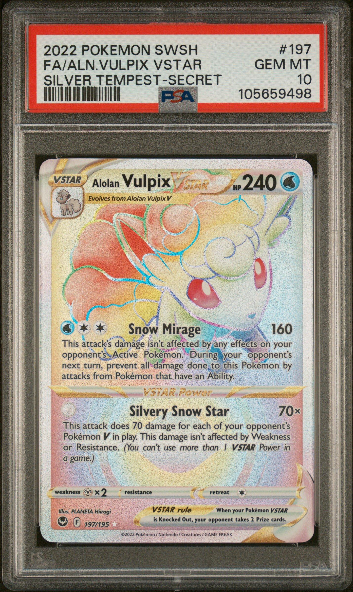 2022 Pokemon Sword & Shield Silver Tempest 197 Full Art/alolan Vulpix Vstar Secret PSA