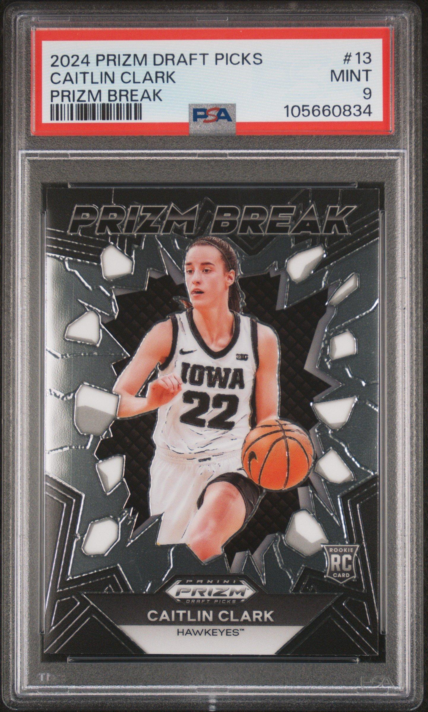 2024 Panini Prizm Draft Picks Prizm Break 13 Caitlin Clark PSA 9