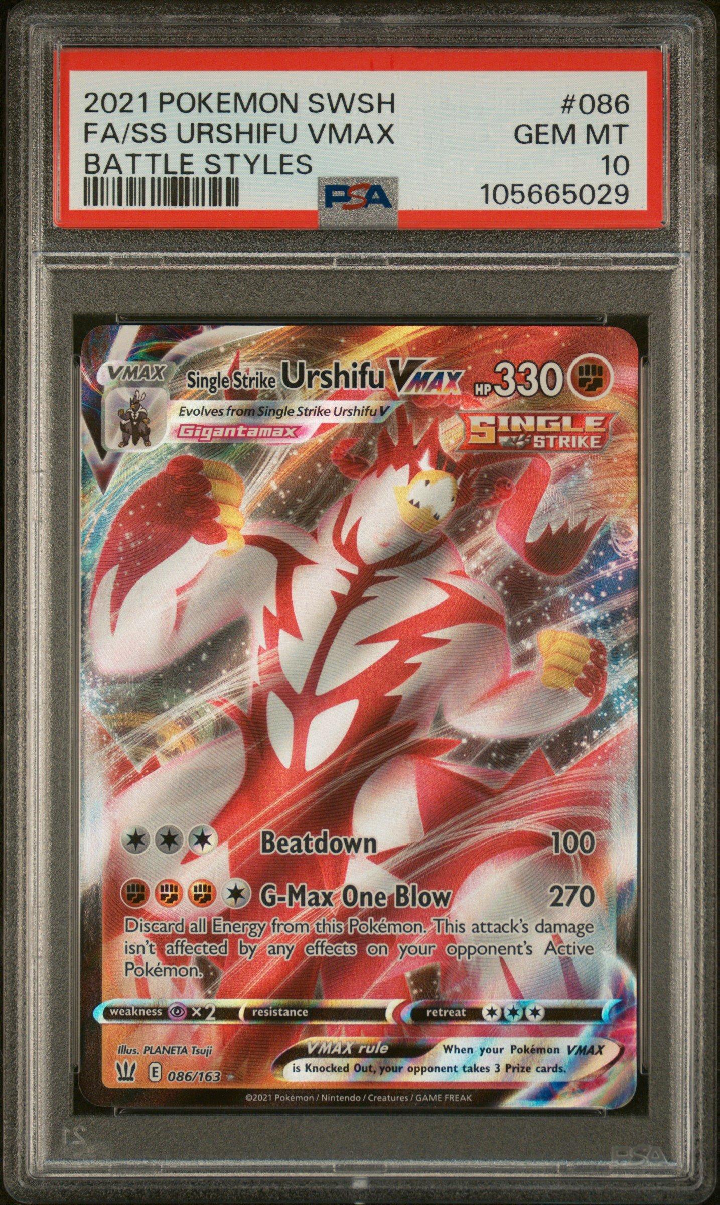 2021 Pokemon Sword & Shield Battle Styles 086 Full Art/single Strike  Urshifu Vmax PSA 10 Graded Card | GameStop