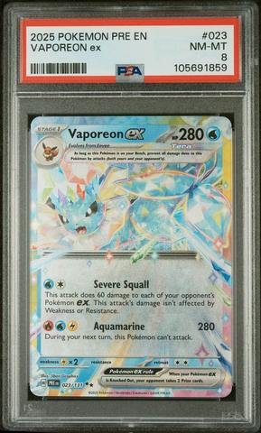 2025 Pokemon Pre En-prismatic Evolutions 023 Vaporeon Ex PSA 10