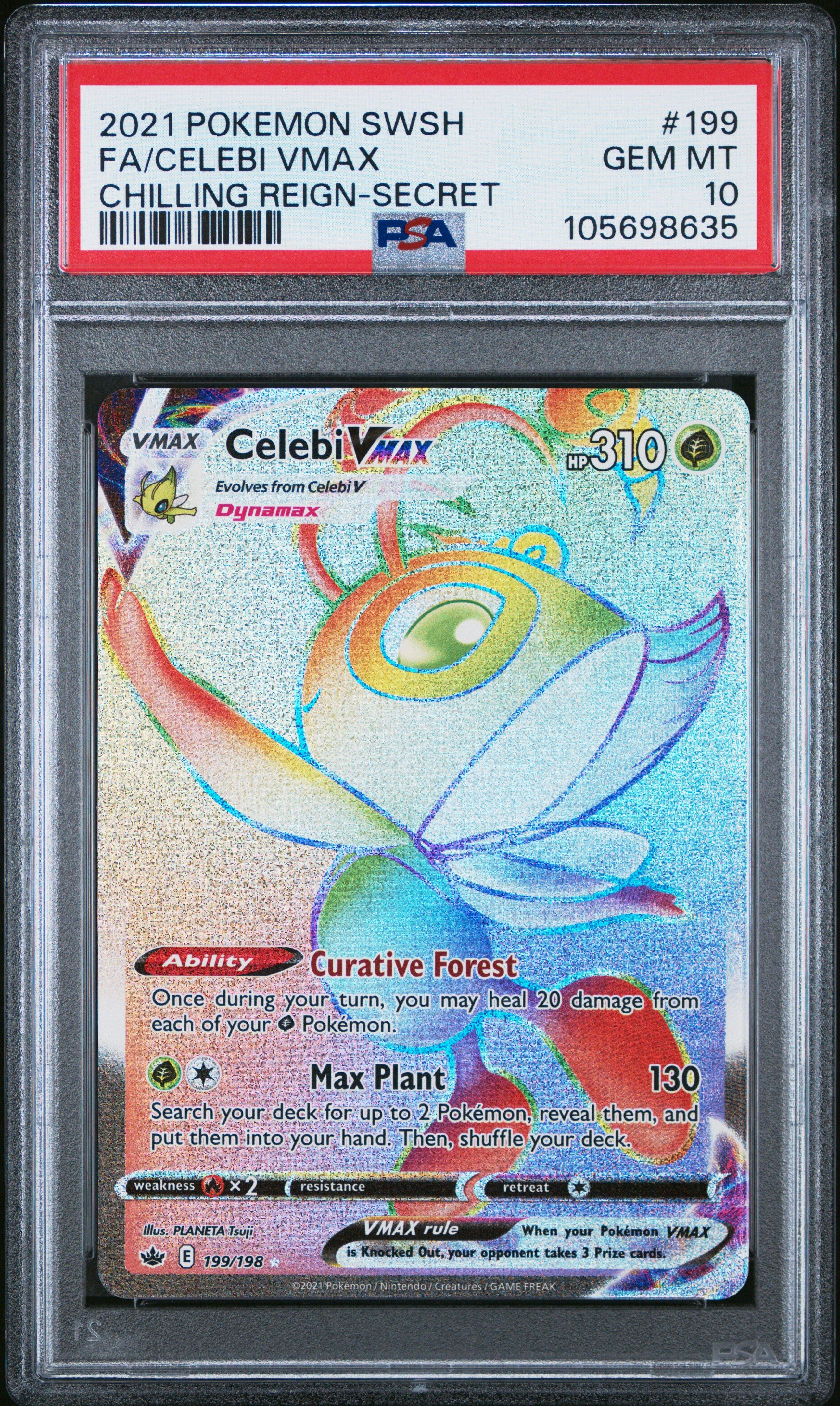 2021 Pokemon Sword & Shield Chilling Reign 199 Full Art/celebi Vmax Secret PSA