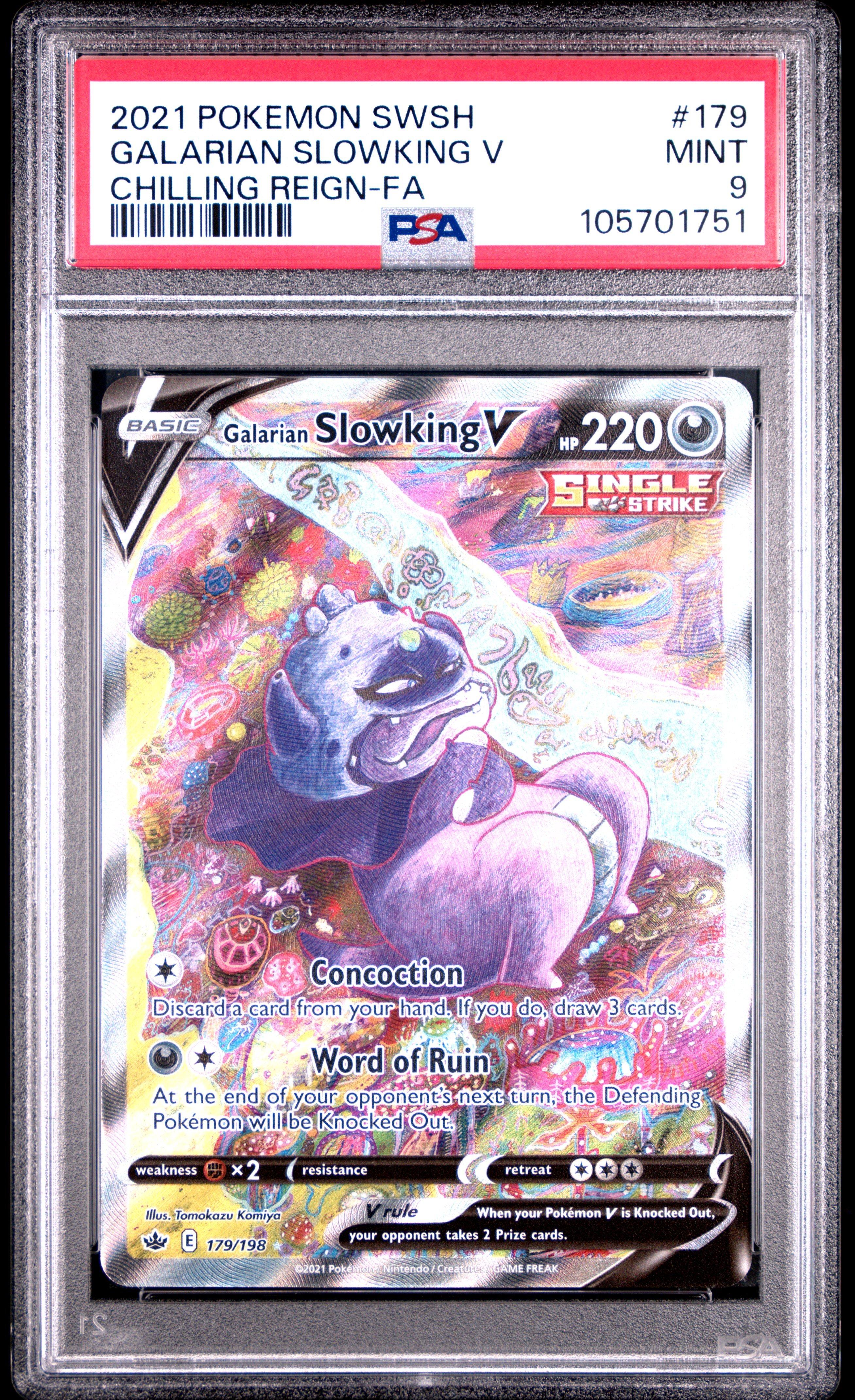 2021 Pokemon Sword & Shield Chilling Reign 179 Full Art/galarian Slowking V PSA
