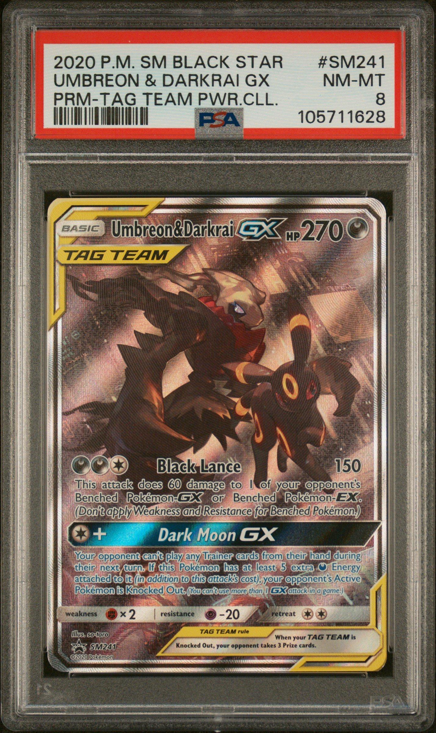 2020 Pokemon Sm Black Star Promo Sm241 Umbreon & Darkrai Gx Tag Team Powers Collection PSA