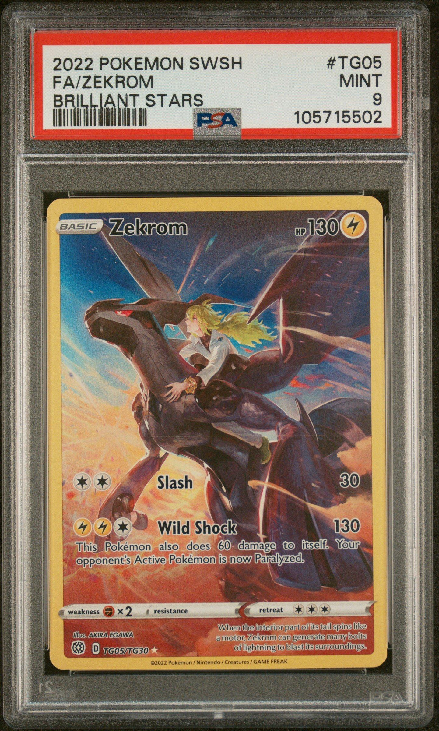 2022 Pokemon Sword & Shield Brilliant Stars Tg05 Full Art/zekrom PSA