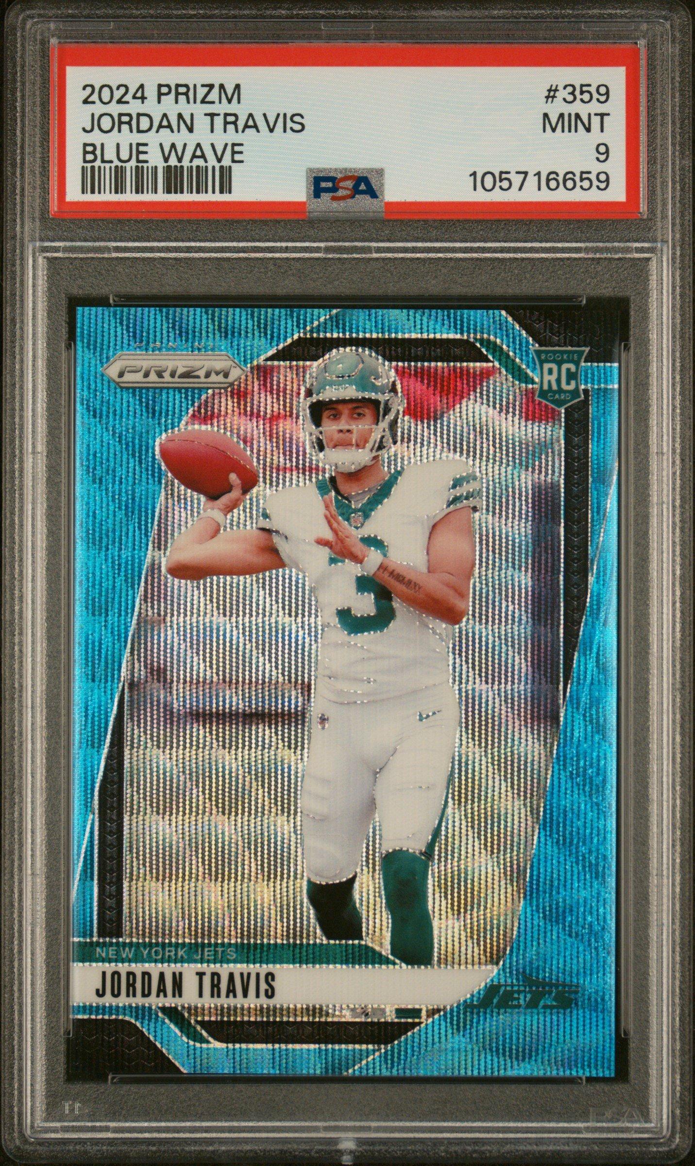 2024 Panini Prizm 359 Jordan Travis Blue Wave PSA 9