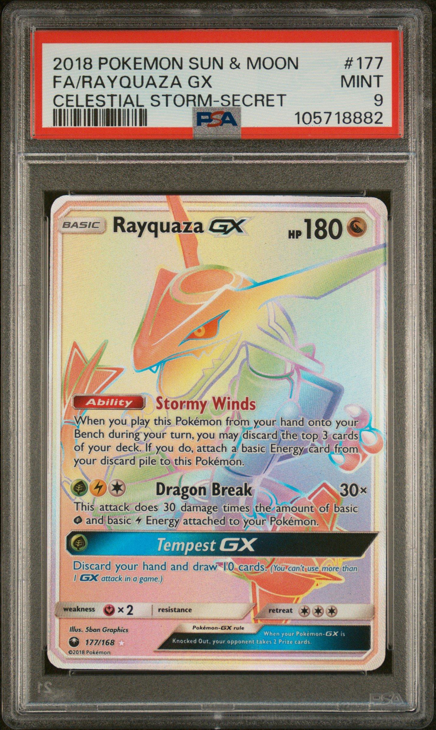 2018 Pokemon Sun & Moon Celestial Storm 177 Full Art/rayquaza Gx Secret PSA