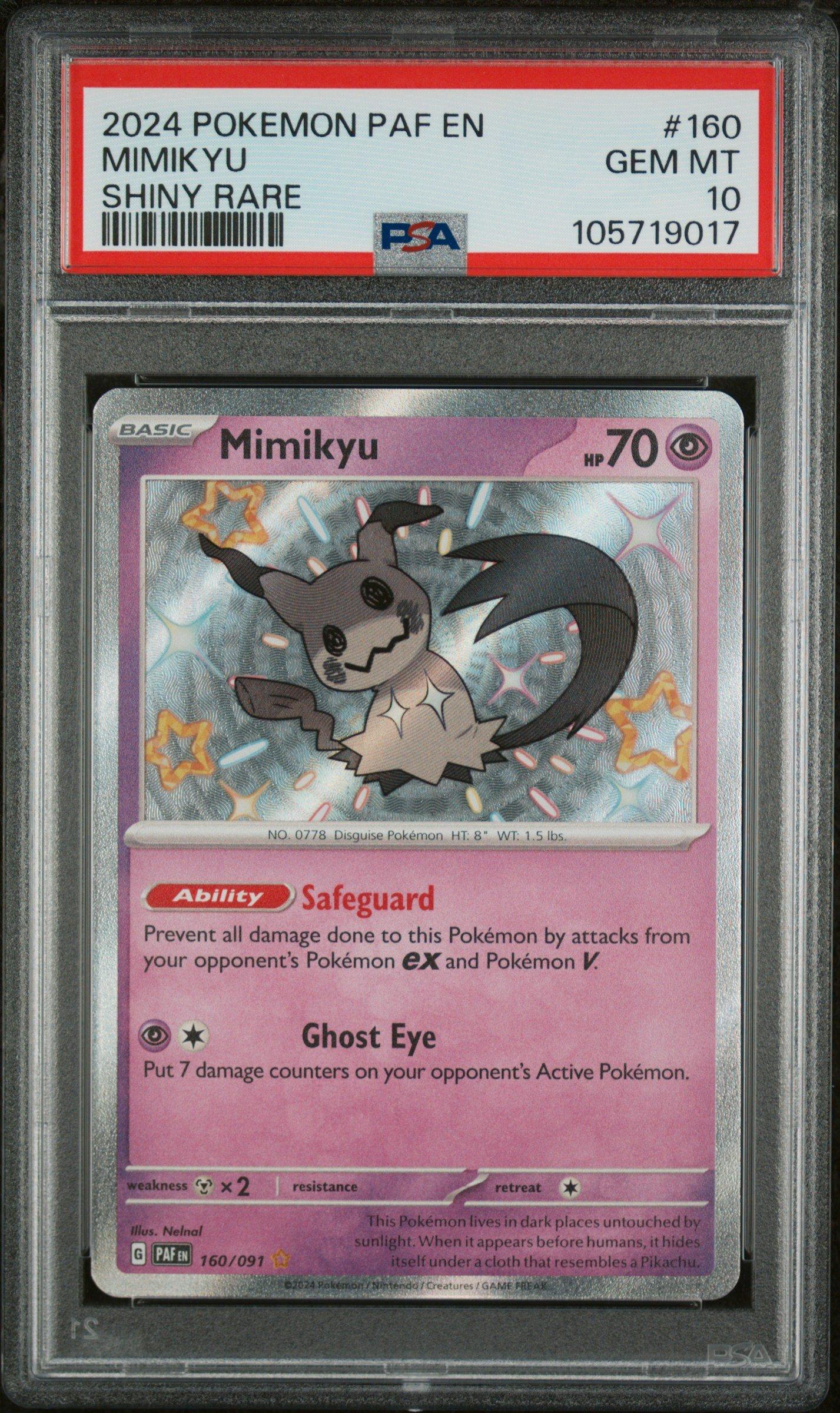 2024 Pokemon Paf En-paldean Fates 160 Mimikyu Shiny Rare PSA 10