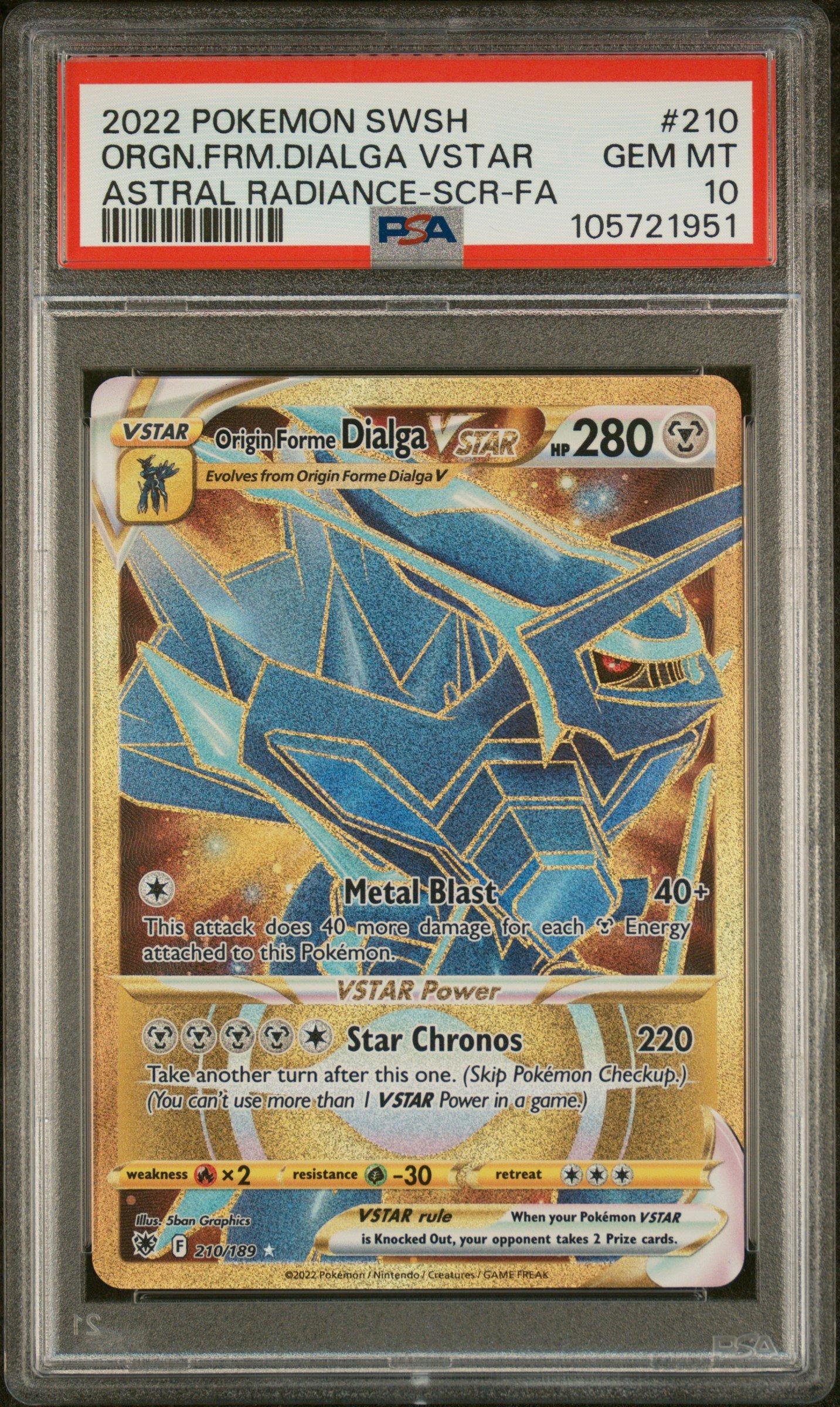 2022 Pokemon Sword & Shield Astral Radiance 210 Full Art/origin Forme Dialga Vstar Secret PSA