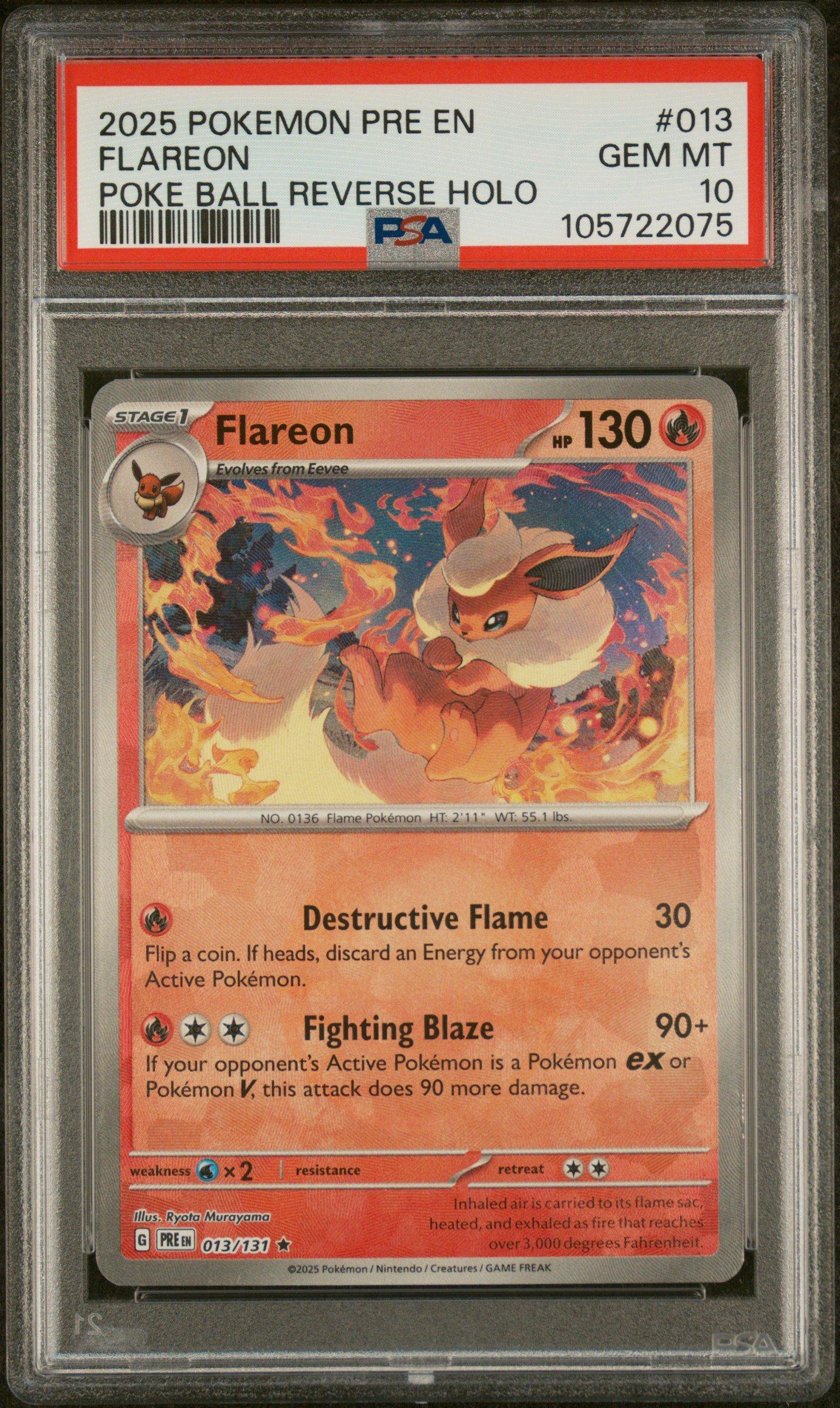 2025 Pokemon Pre En-prismatic Evolutions 013 Flareon Poke Ball