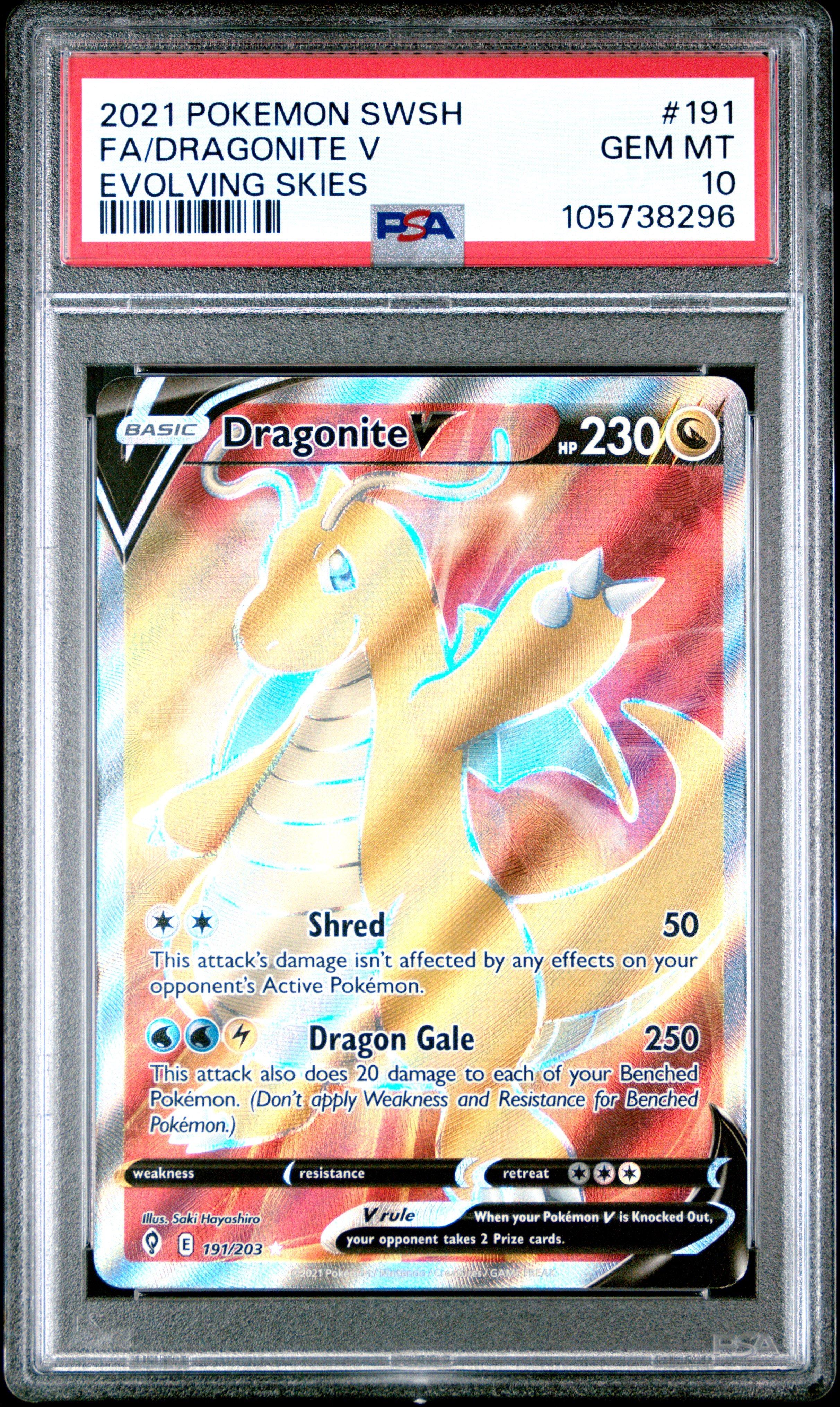 2021 Pokemon Sword & Shield Evolving Skies Full Art/dragonite V PSA