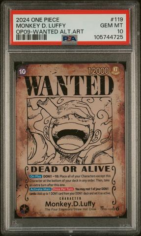 2024 ONE PIECE モンキー・D・ルフィ WANTED PSA10 PSA10 One Piece Monkey D. Luffy Wanted Poster OP05-119