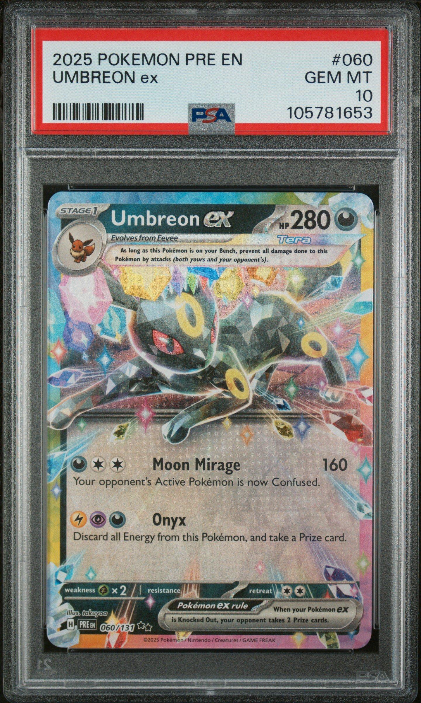 2025 Pokemon Pre En-prismatic Evolutions 060 Umbreon Ex PSA