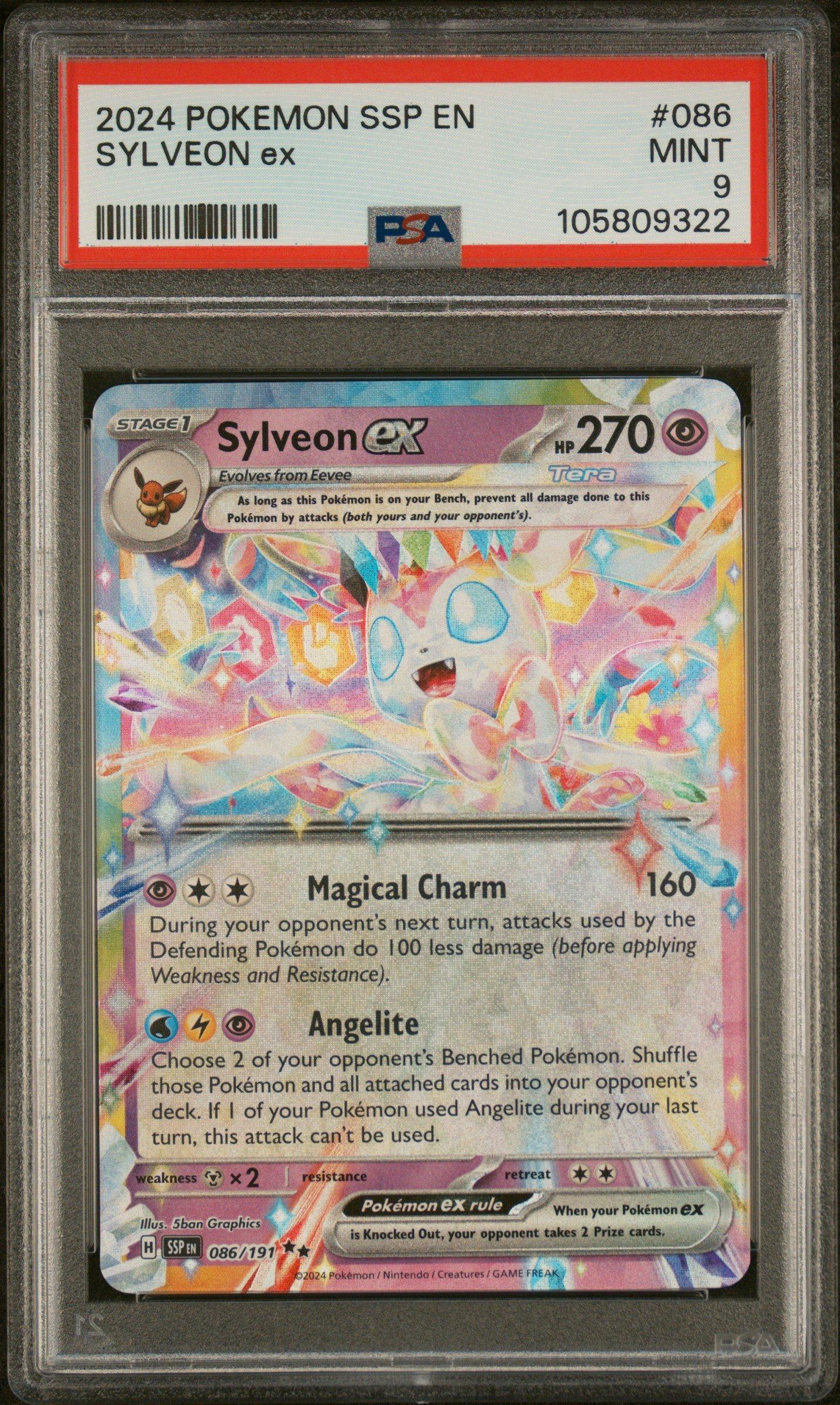 2024 Pokemon Ssp En-surging Sparks 086 Sylveon Ex PSA 9 Graded