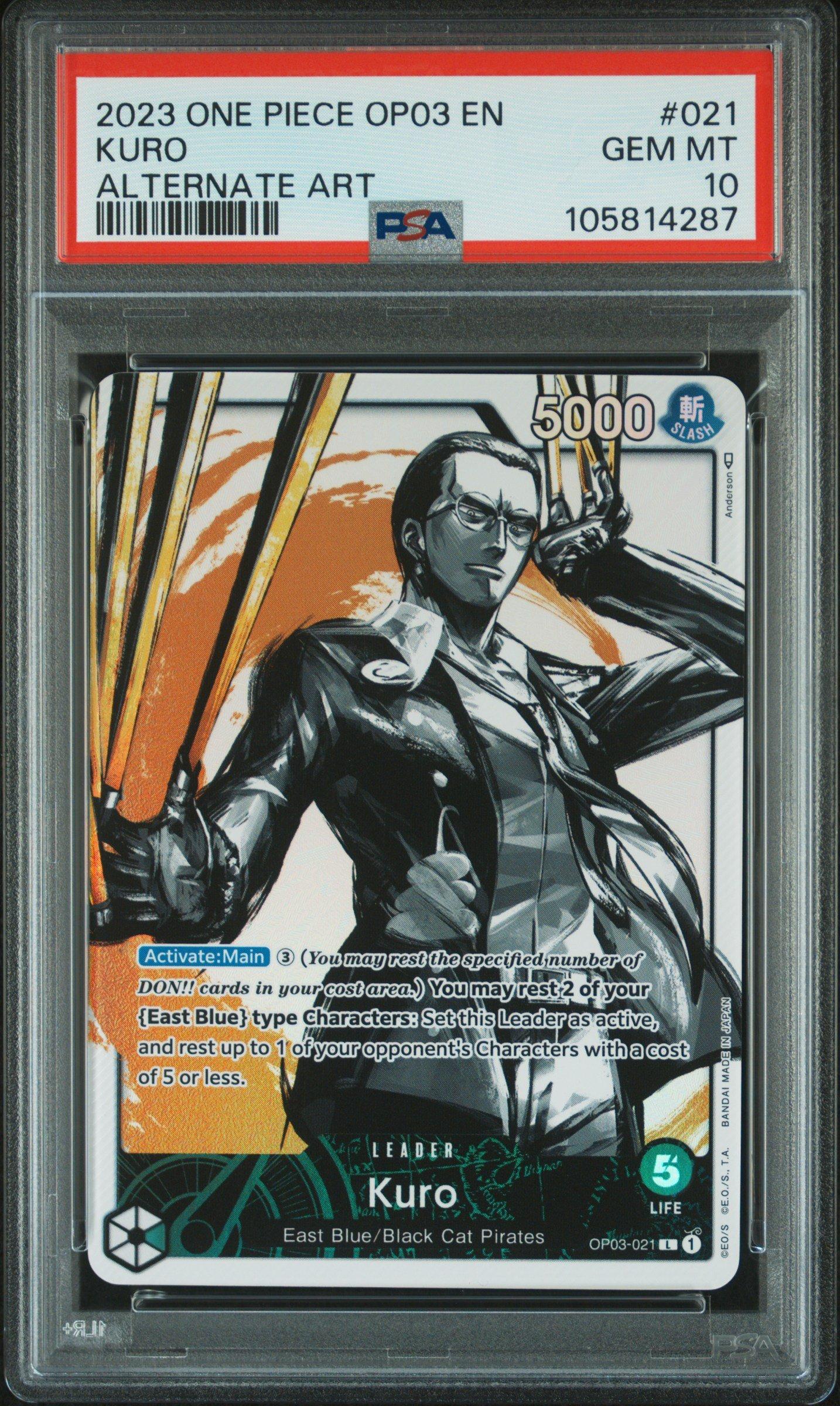 2023 One Piece Op03-pillars Of Strength 021 Kuro Alternate Art PSA