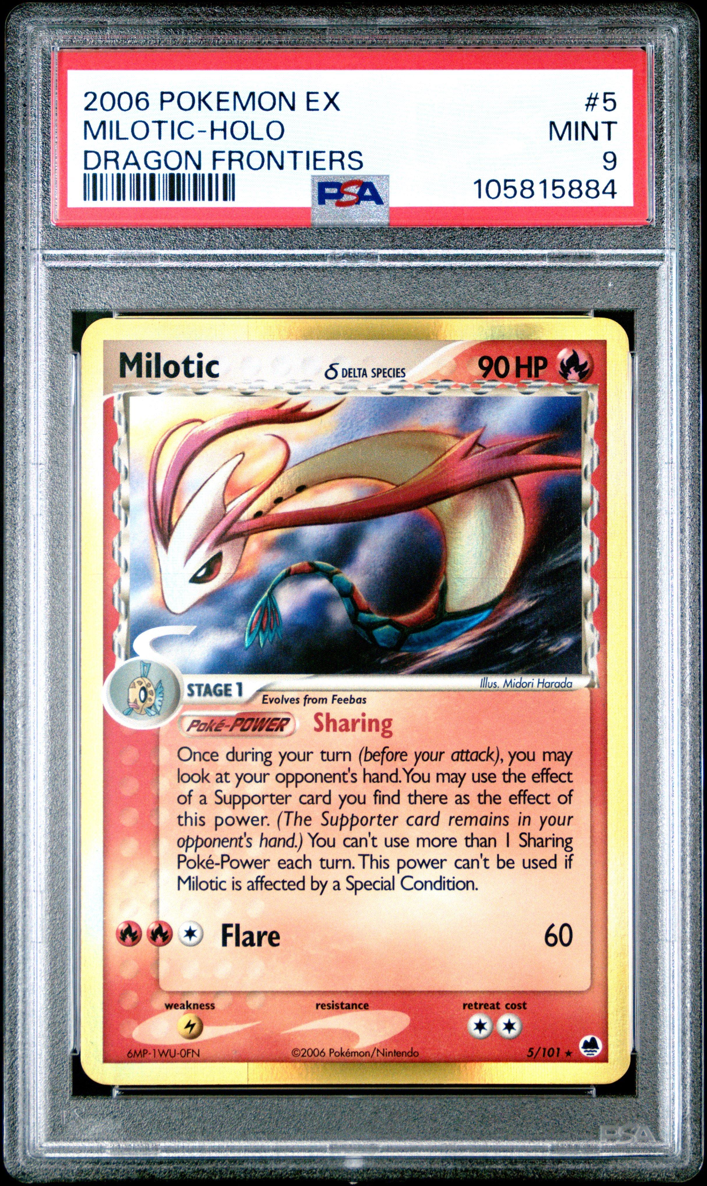 2006 Pokemon Ex Dragon Frontiers 5 Milotic-holo PSA 9