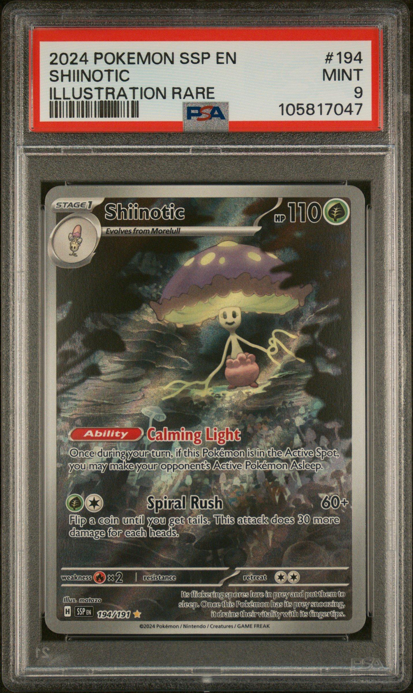 ★Ｎ★ 2024 Pokemon Ssp En-surging Sparks 194 Shiinotic Illustration Rare