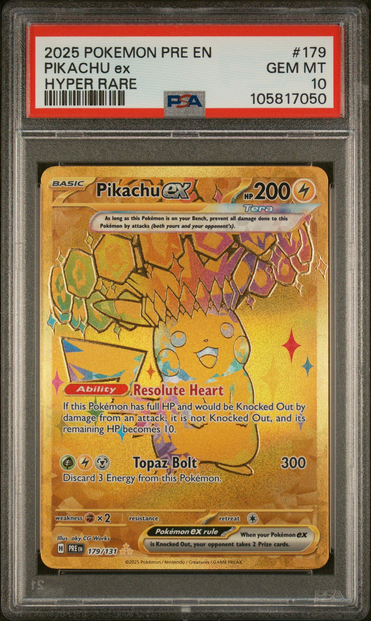 2025 Pokemon Pre En-prismatic Evolutions 179 Pikachu Ex Hyper Rare